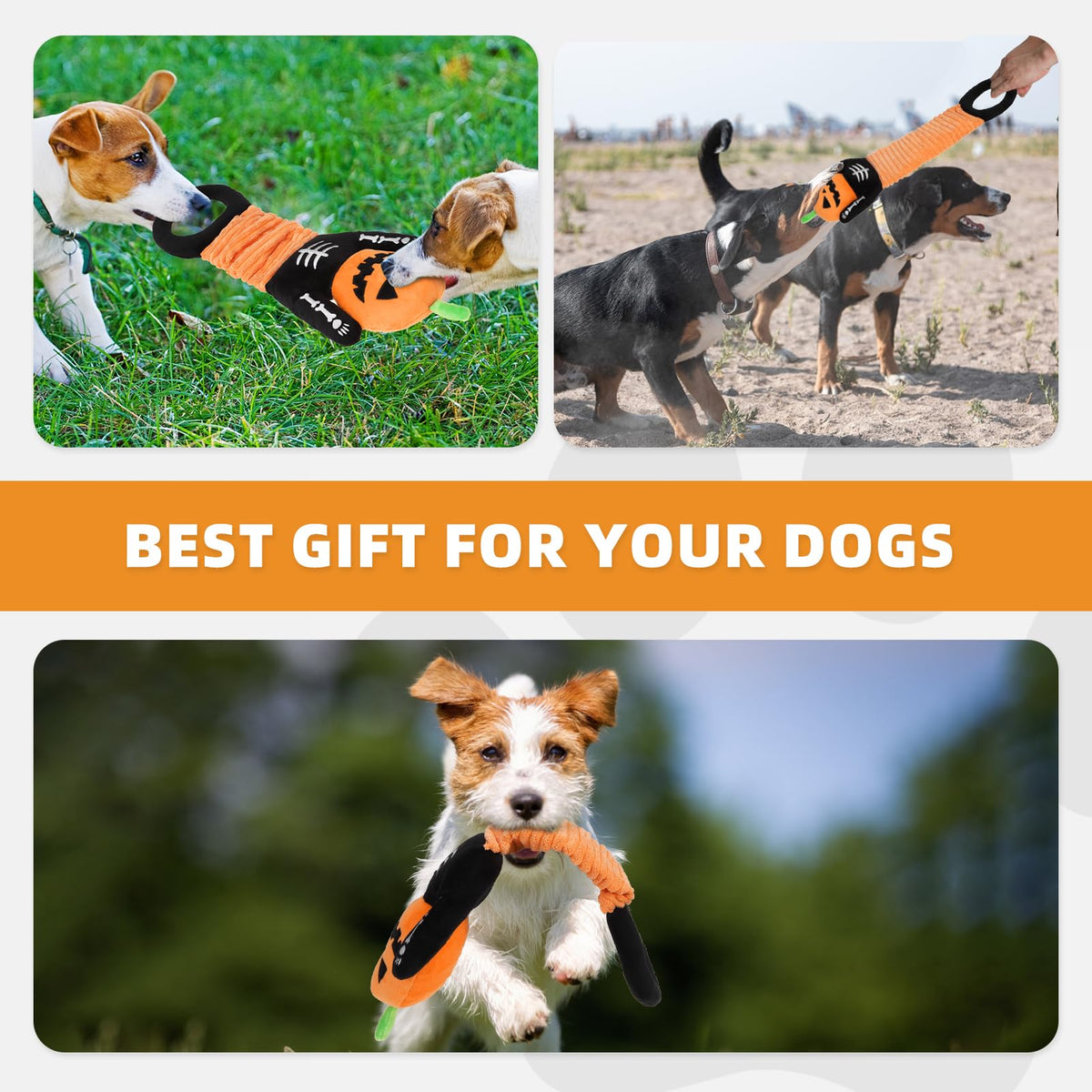 KOOLTAIL Christmas Santa Dog Toys, Tough Plush Dog Chew & Squeaky Toys with Crinkle Paper, Interactive Training & Tug of War Puppy Teething Toy for Indoor Outdoor Play for Small Medium Large Dogs