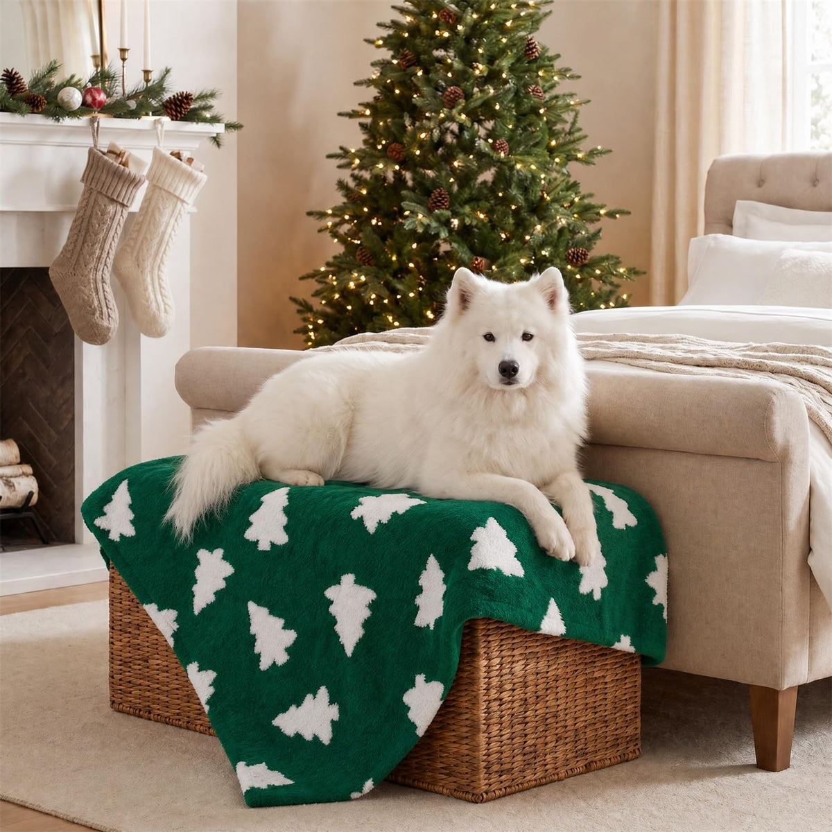 Horaldaily Red Christmas Trees Shape 3D Textured Pets Blanket 20x30