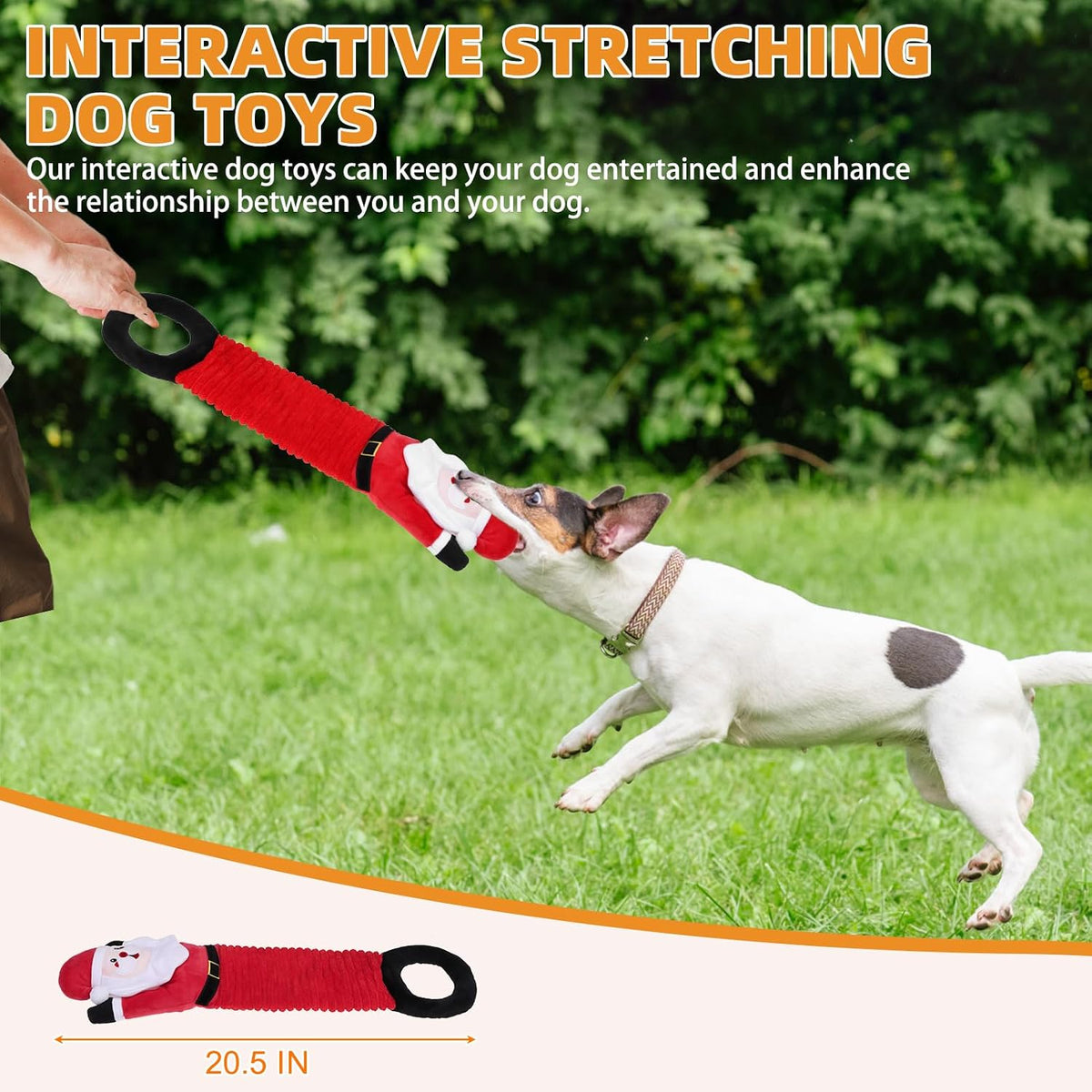 KOOLTAIL Christmas Santa Dog Toys, Tough Plush Dog Chew & Squeaky Toys with Crinkle Paper, Interactive Training & Tug of War Puppy Teething Toy for Indoor Outdoor Play for Small Medium Large Dogs