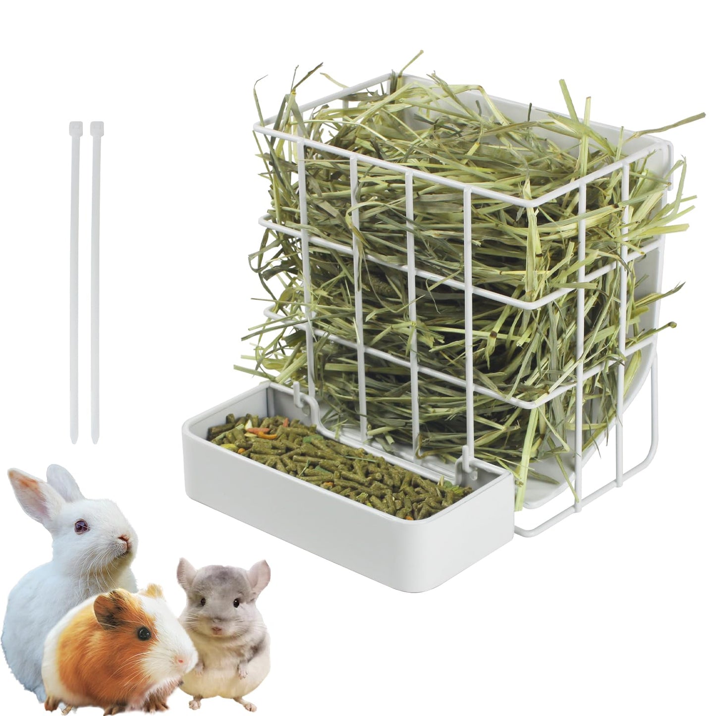 Guinea Pig Hay Feeder，Rabbit Hay Feeder with Heavy-Duty Metal Frame Hay Holder，for Bunny, Guinea Pigs,Chinchillas-6.9x4.7x6.6 inch