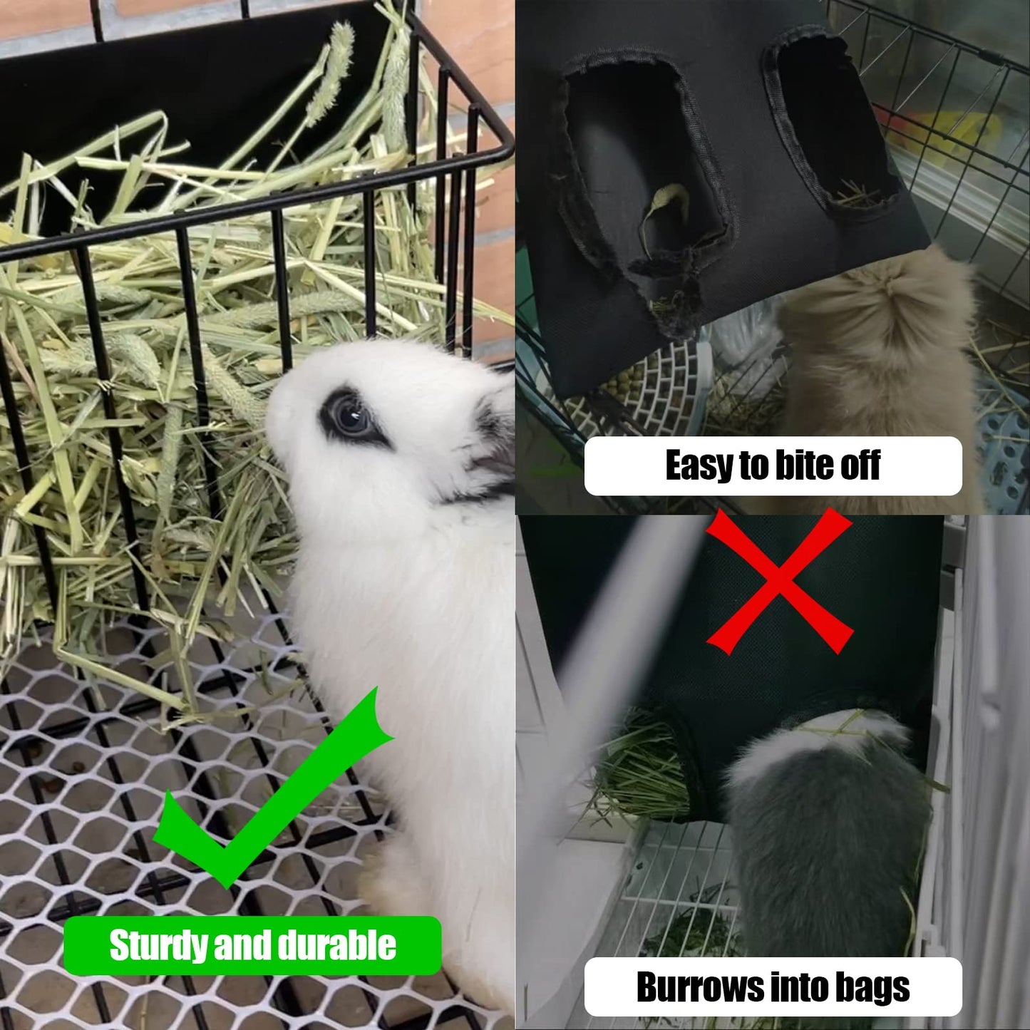 Guinea Pig Hay Feeder，Rabbit Hay Feeder with Heavy-Duty Metal Frame Hay Holder，for Bunny, Guinea Pigs,Chinchillas-6.9x4.7x6.6 inch