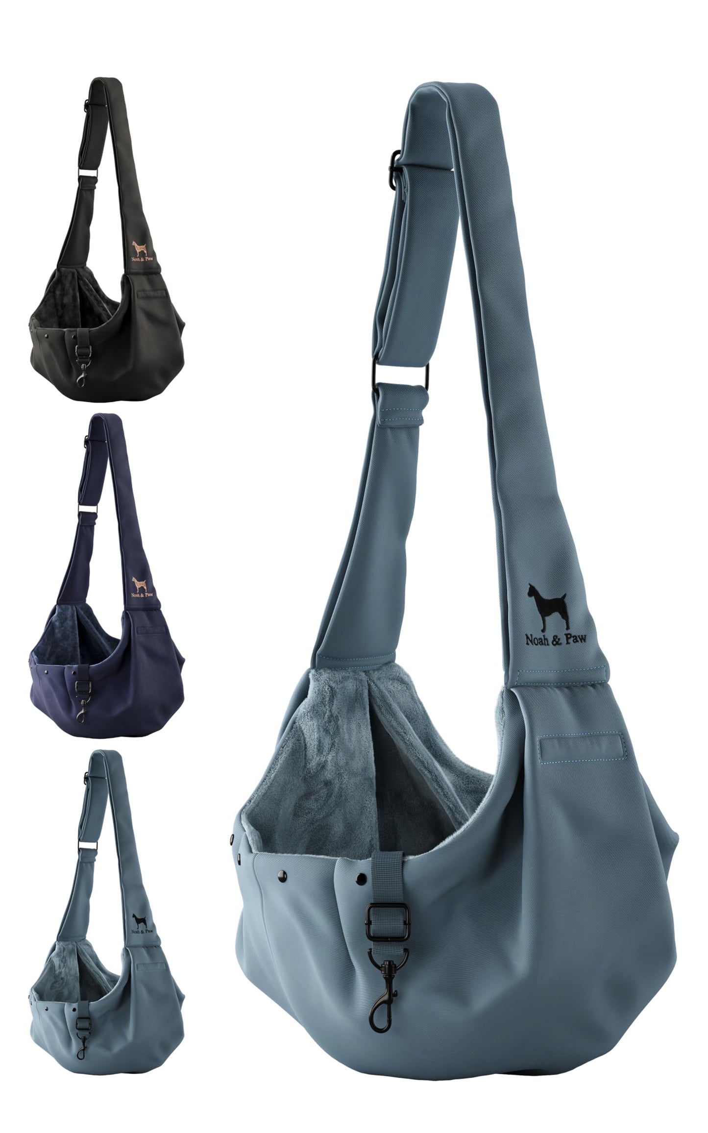 Noah & Paw Dog Sling Carrier for Small Dogs 5-18lb, Dog Sling for Small Dogs and Cats, Dog Carrier with Adjustable Padded Strap, Premium Twill, Lined with Fur, Double Safety Feature, Machine Washable