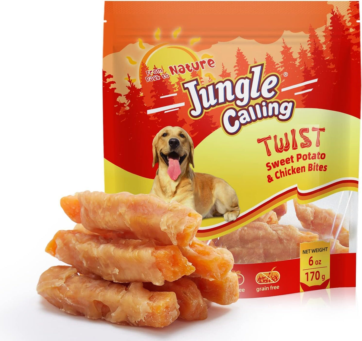 Jungle Calling Chicken & Sweet Potato Treats, Fiber-Rich, Digestible Chews