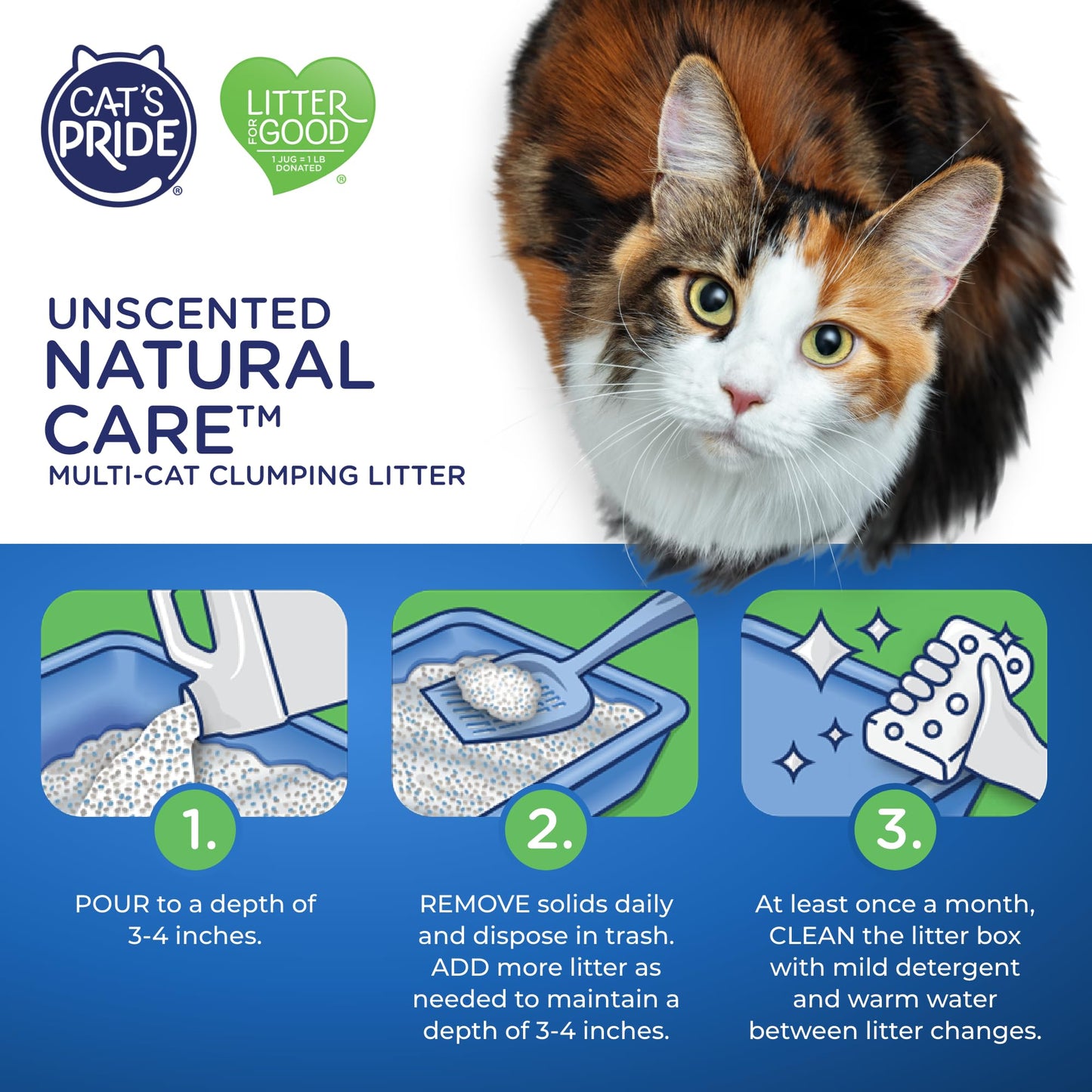Cat's Pride Max Power: Total Odor Control - Up to 10 Days of Powerful Odor Control - Strong Clumping - 99% Dust Free - Multi-Cat Litter, Scented, 15 Pounds