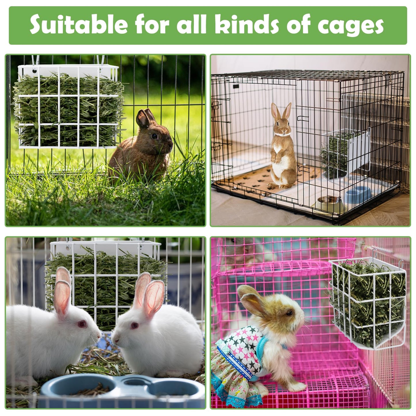 Guinea Pig Hay Feeder，Rabbit Hay Feeder with Heavy-Duty Metal Frame Hay Holder，for Bunny, Guinea Pigs,Chinchillas-6.9x4.7x6.6 inch