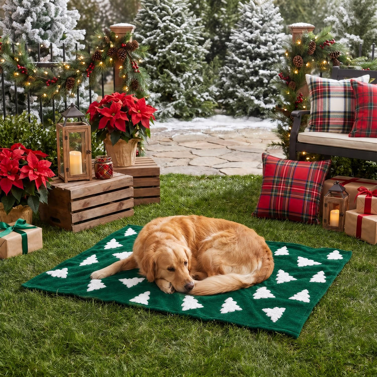 Horaldaily Red Christmas Trees Shape 3D Textured Pets Blanket 20x30