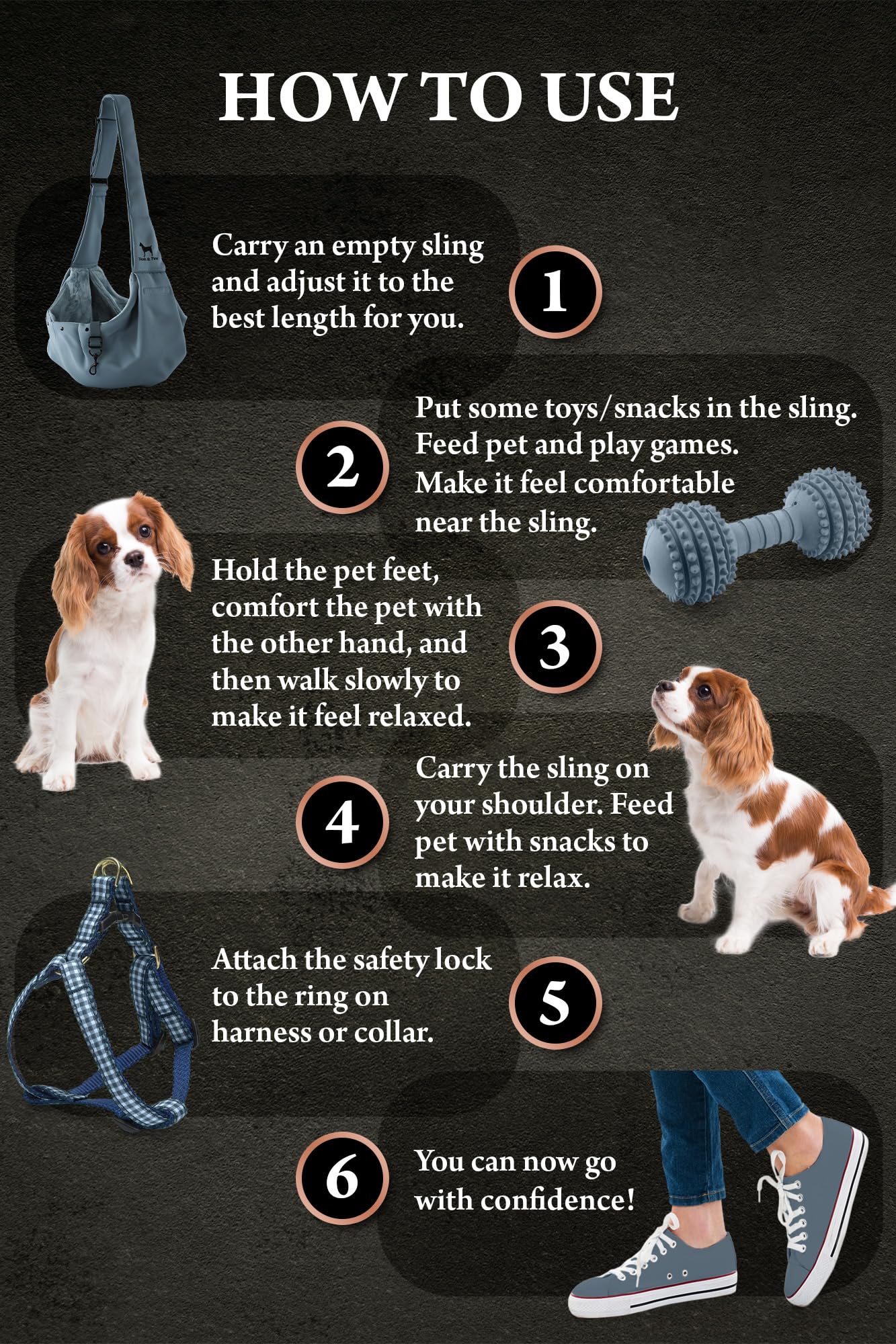 Noah & Paw Dog Sling Carrier for Small Dogs 5-18lb, Dog Sling for Small Dogs and Cats, Dog Carrier with Adjustable Padded Strap, Premium Twill, Lined with Fur, Double Safety Feature, Machine Washable