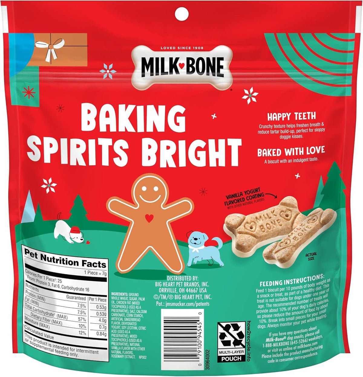 Milk-Bone Dipped Gingerbread Artificially Flavored Dog Biscuits, 10 Oz. Bag