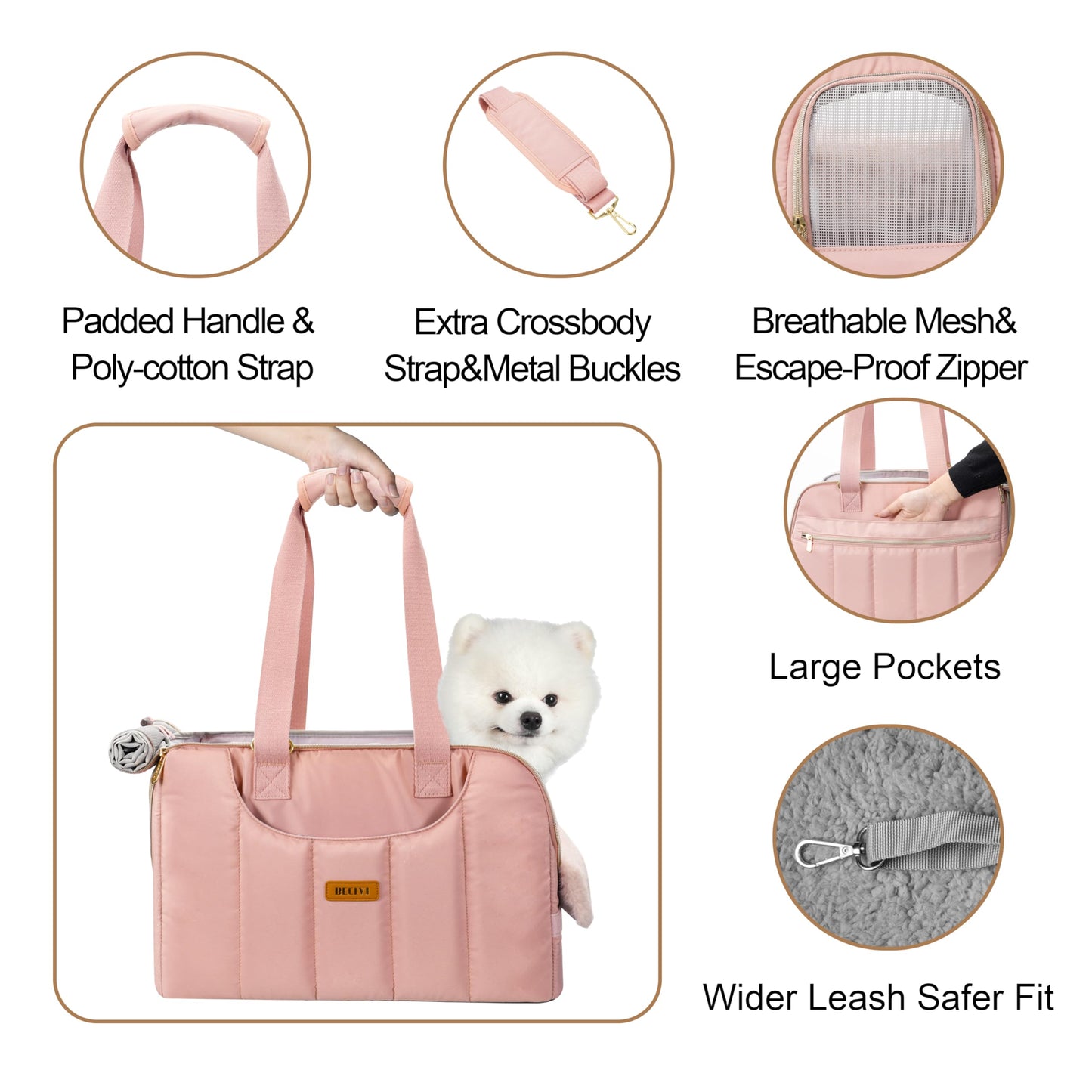 Dog Purse Carrier for Small Dogs Cats Rabbits Up to 12lbs, Lightweight Pet Sling Carriers with Crossbody Strap, Portable Puppy Soft Sided Tote Bag Carrier for Vet,Hiking,Travel Black