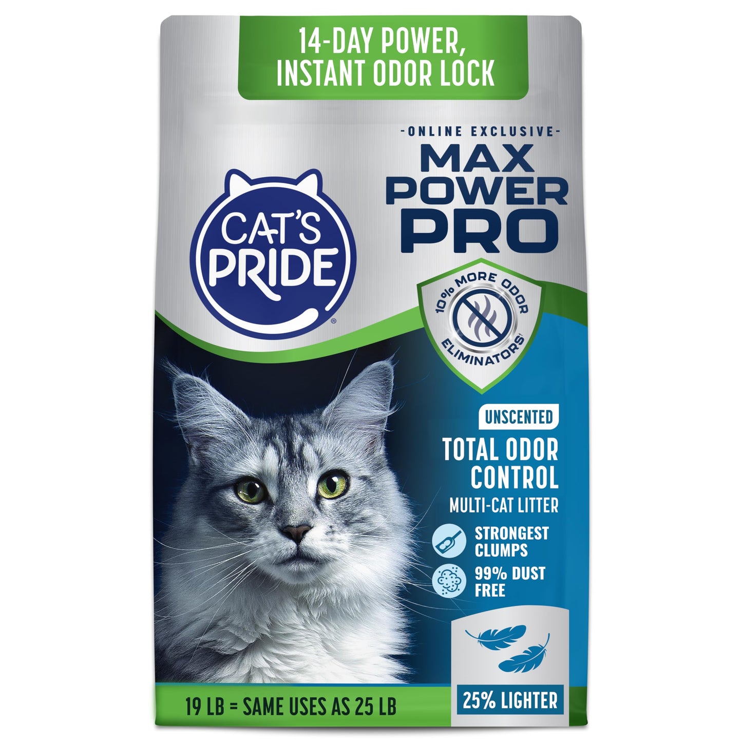 Cat's Pride Max Power: Total Odor Control - Up to 10 Days of Powerful Odor Control - Strong Clumping - 99% Dust Free - Multi-Cat Litter, Scented, 15 Pounds