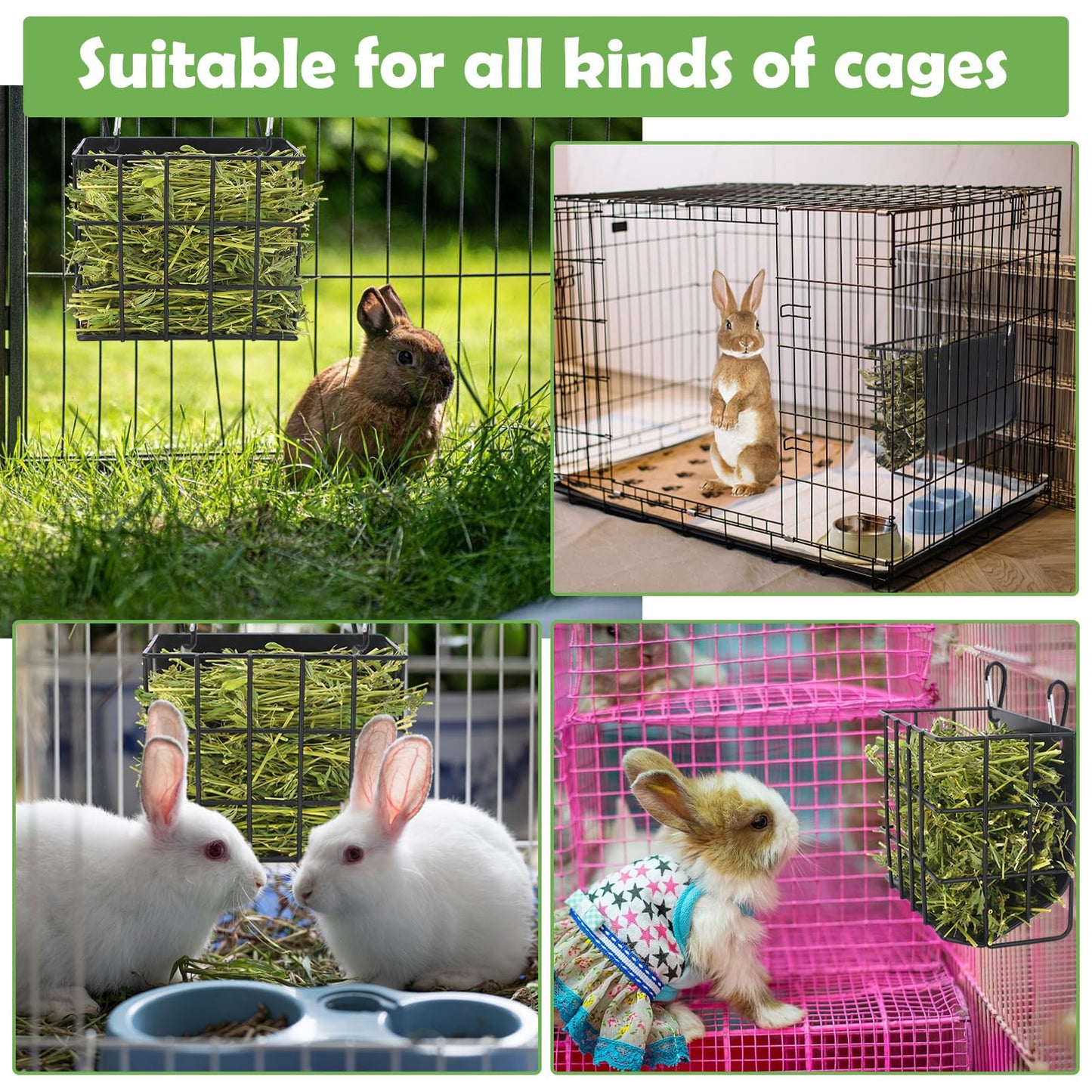 Guinea Pig Hay Feeder，Rabbit Hay Feeder with Heavy-Duty Metal Frame Hay Holder，for Bunny, Guinea Pigs,Chinchillas-6.9x4.7x6.6 inch