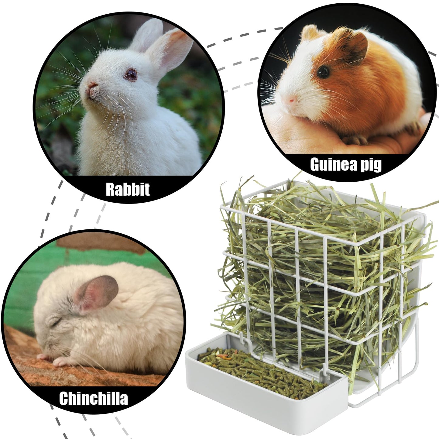 Guinea Pig Hay Feeder，Rabbit Hay Feeder with Heavy-Duty Metal Frame Hay Holder，for Bunny, Guinea Pigs,Chinchillas-6.9x4.7x6.6 inch