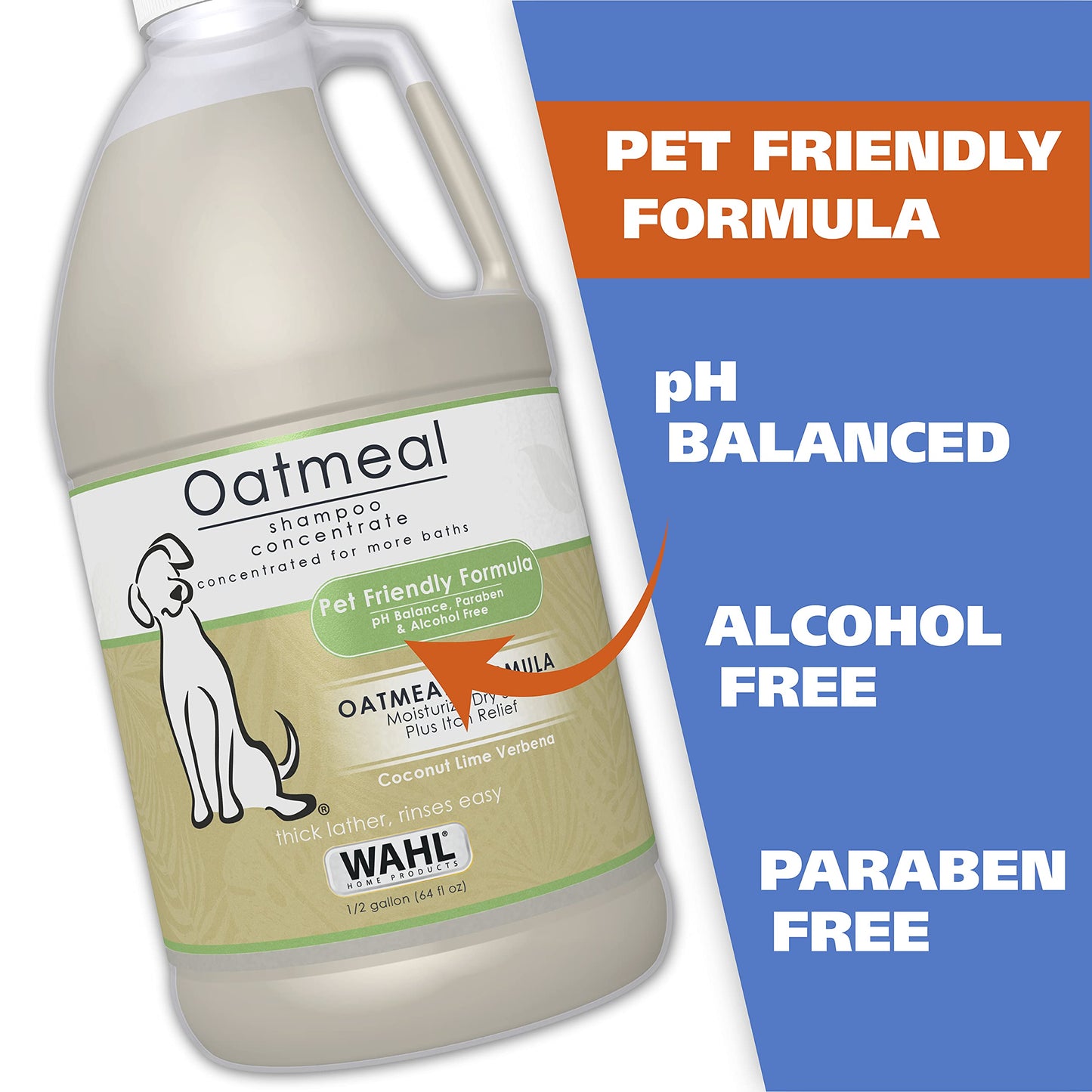 Wahl USA Dry Skin & Itch Relief Pet Shampoo for Dogs – Oatmeal Formula with Coconut Lime Verbena Scent & Pet Friendly Formula, 24 Oz - Model 820004A