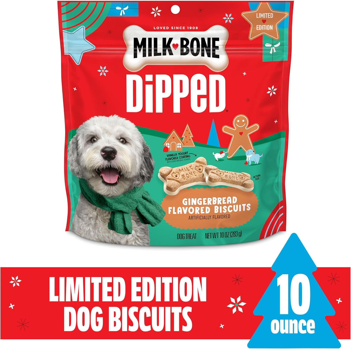 Milk-Bone Dipped Gingerbread Artificially Flavored Dog Biscuits, 10 Oz. Bag