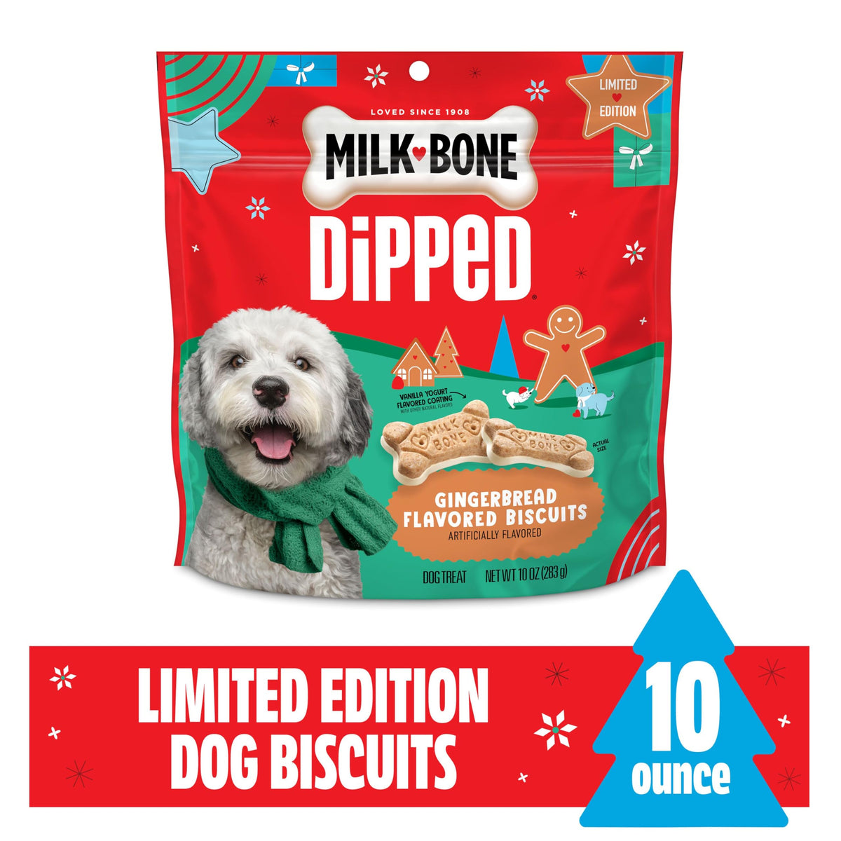 Milk-Bone Dipped Gingerbread Artificially Flavored Dog Biscuits, 10 Oz. Bag