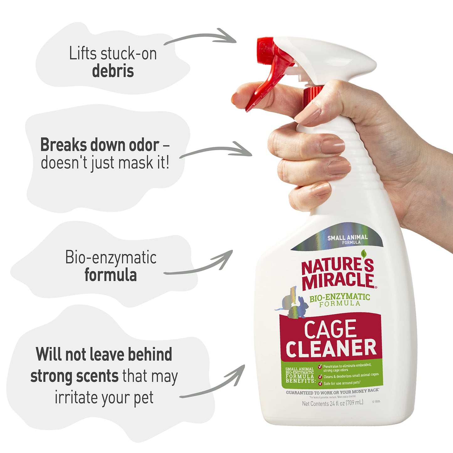 Nature’s Miracle Small Animal Cage and Surface Cleaner, Bio-Enzymatic Cleaning Formula, Destroy Tough Stains and Odors, 24 Ounces
