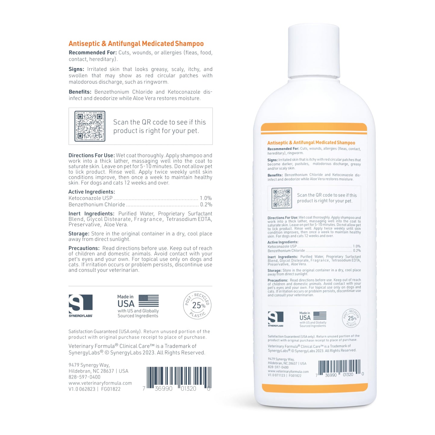 Veterinary Formula Clinical Care Antiseptic & Antifungal Medicated Shampoo and Spray for Dogs and Cats - Helps Alleviate Scaly, Greasy, or Red Skin - Paraben, Dye, and Soap Free, 2 Pack Bundle