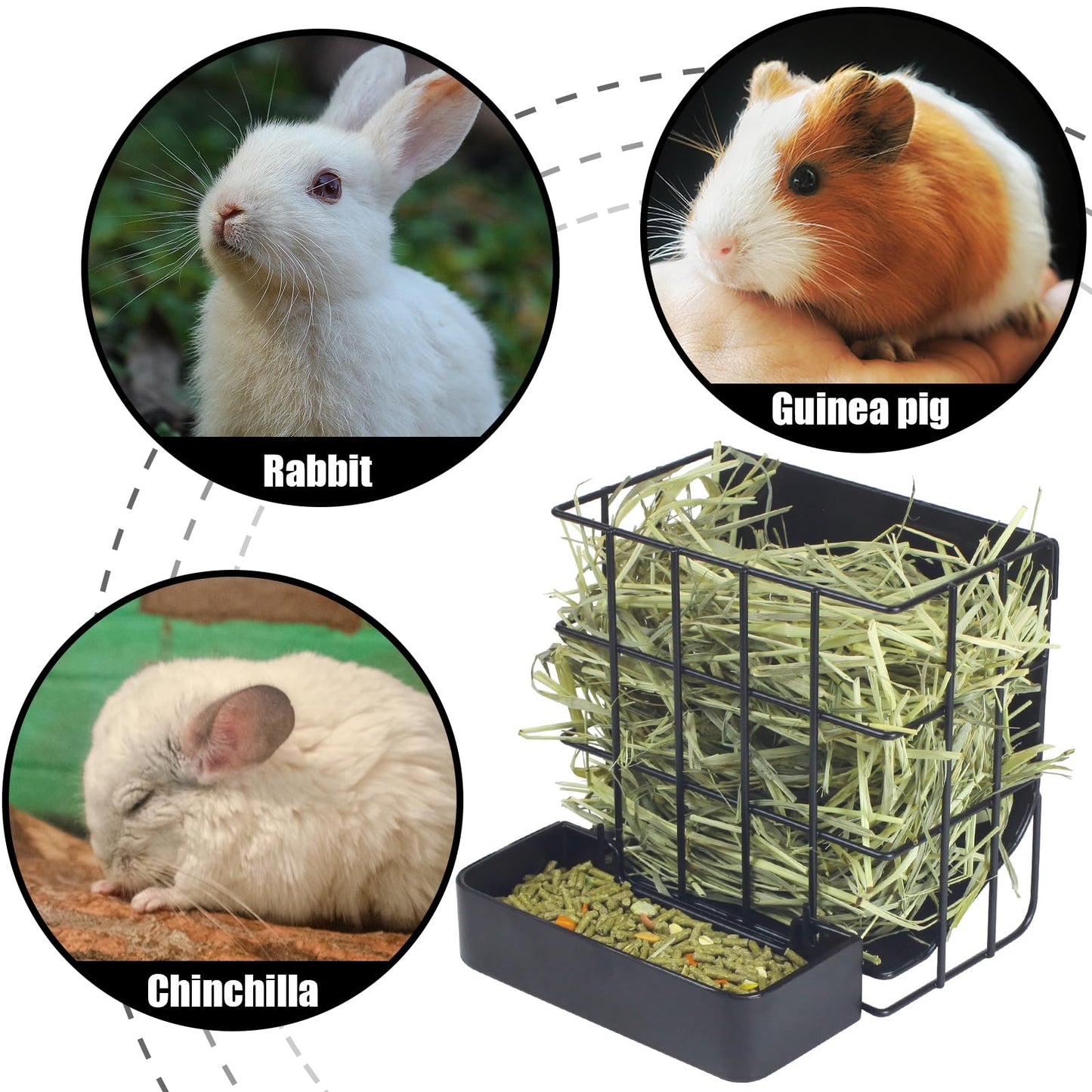 Guinea Pig Hay Feeder，Rabbit Hay Feeder with Heavy-Duty Metal Frame Hay Holder，for Bunny, Guinea Pigs,Chinchillas-6.9x4.7x6.6 inch