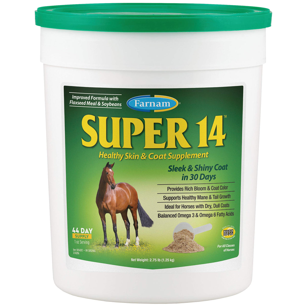 Farnam Super 14 Healthy Skin & Coat Supplement for Horses, Keeps Coats Shiny & Gleaming Year-Round 5 Pound, 80 Day Supply