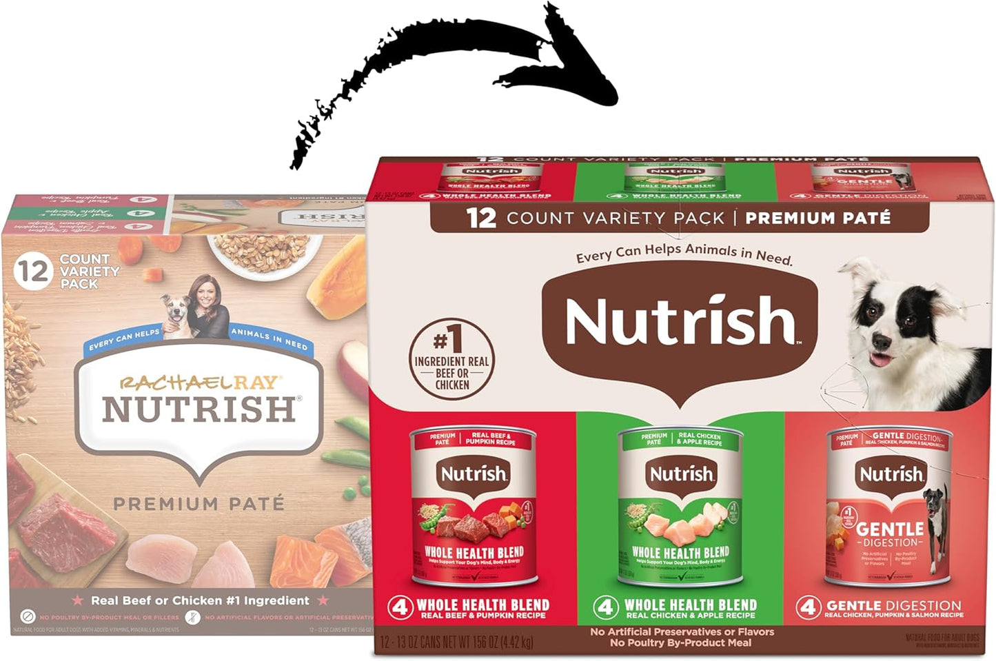 Nutrish Real Beef & Pumpkin Recipe Whole Health Blend Premium Paté Wet Dog Food, 13 oz. Can, 12 Count, Packaging May Vary (Rachael Ray)