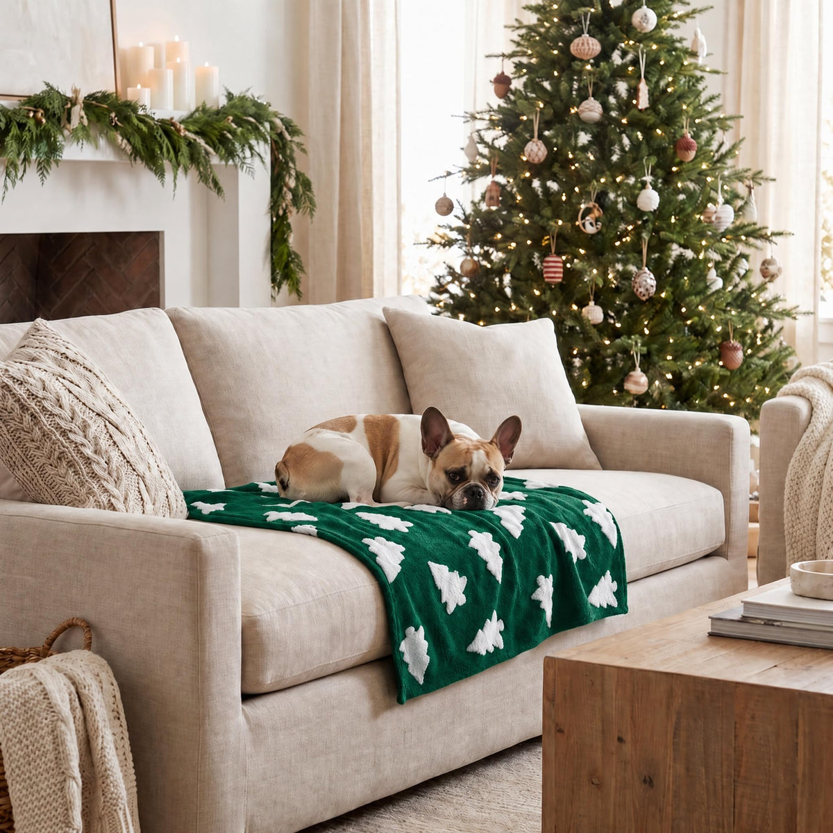 Horaldaily Red Christmas Trees Shape 3D Textured Pets Blanket 20x30
