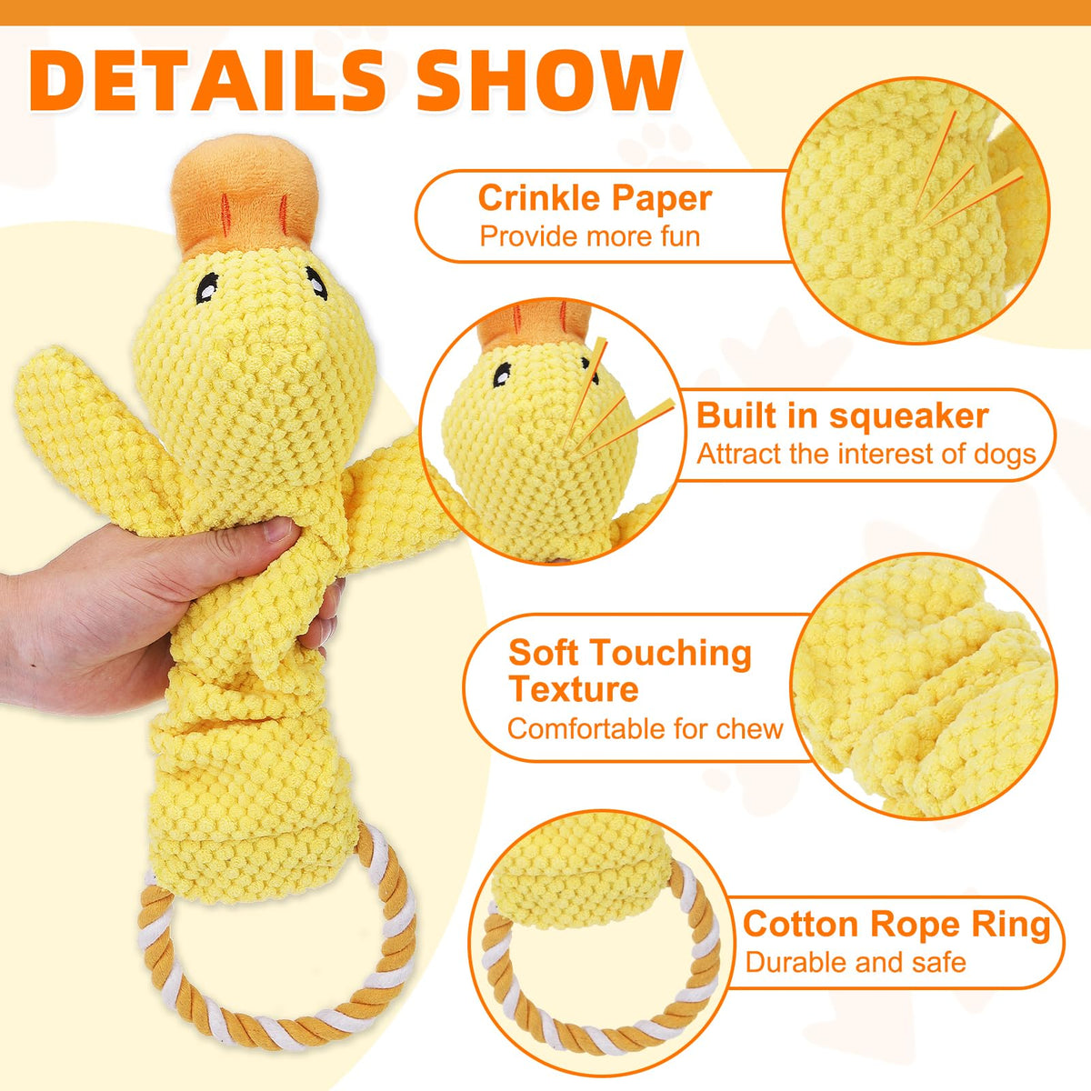 KOOLTAIL Christmas Santa Dog Toys, Tough Plush Dog Chew & Squeaky Toys with Crinkle Paper, Interactive Training & Tug of War Puppy Teething Toy for Indoor Outdoor Play for Small Medium Large Dogs