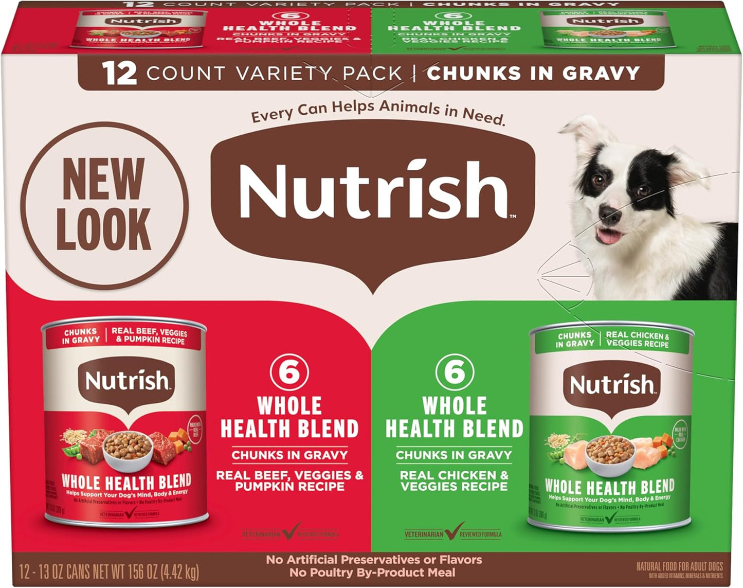 Nutrish Rachael Ray Wet Dog Food Chunks in Gravy Real Chicken & Veggies Recipe, 13 oz. Can, 12 Count