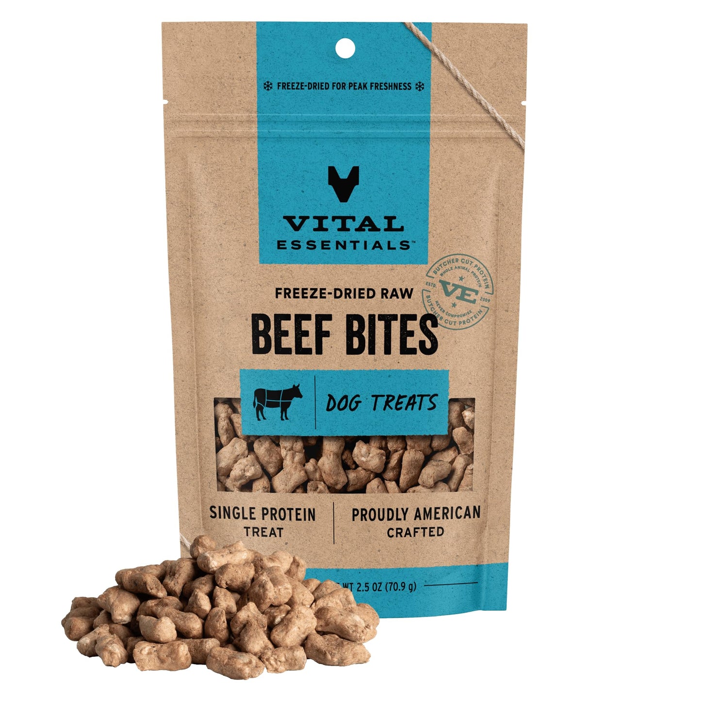 Vital Essentials Freeze Dried Dog Treats | Salmon Bites, Single Protein | Premium Quality | Grain Free Training Treats for Dogs, 2.5 oz Bag