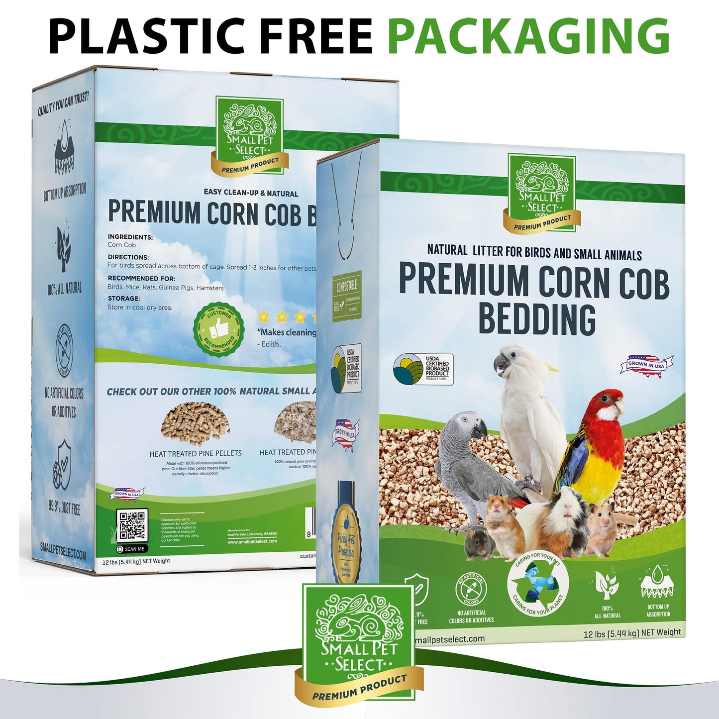 100% Natural Corn Cob Bedding for Pets - Small Pet Select Small Animal & Bird Cage Litter Safe for Hamsters, Guinea Pigs & More -6lb
