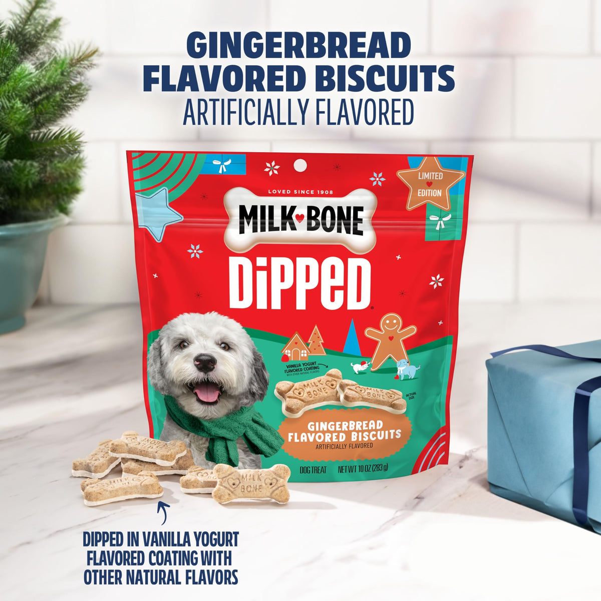 Milk-Bone Dipped Gingerbread Artificially Flavored Dog Biscuits, 10 Oz. Bag
