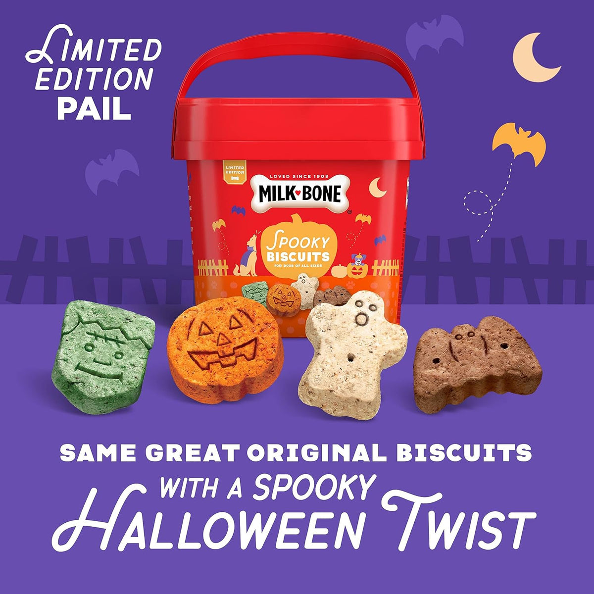 Milk-Bone Spooky Biscuits, Halloween Dog Treats, 24 Oz. Pail