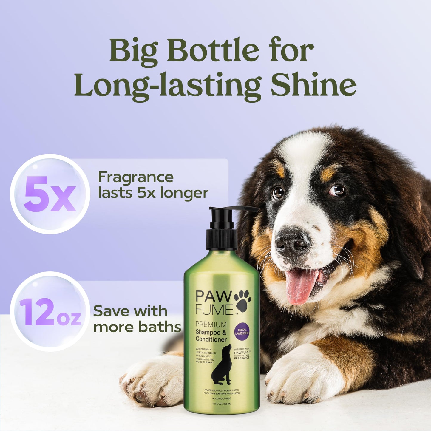 PAWFUME Deshedding Dog Shampoo and Conditioner, Show Dog, 1-Pack – Nourish & Detangle for Silky Soft Coat – Probiotic, Deep-Cleaning, pH-Balanced Formula – Salon-Quality Shampoo for Dogs