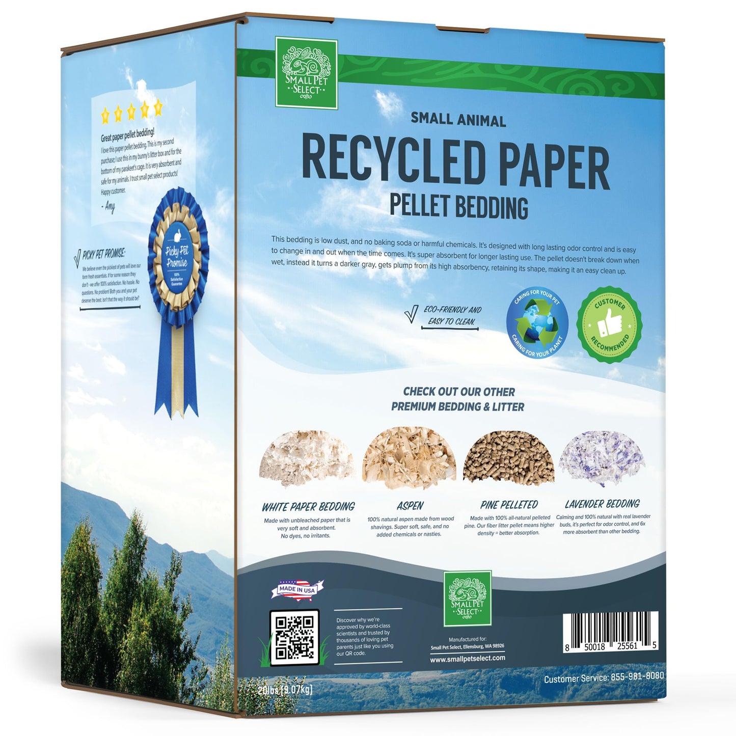 Small Pet Select Recycled Paper Pellet Bedding, Litter for Rabbit, Guinea Pig, Hamster, Bunny and Other Small Animals, 10lb