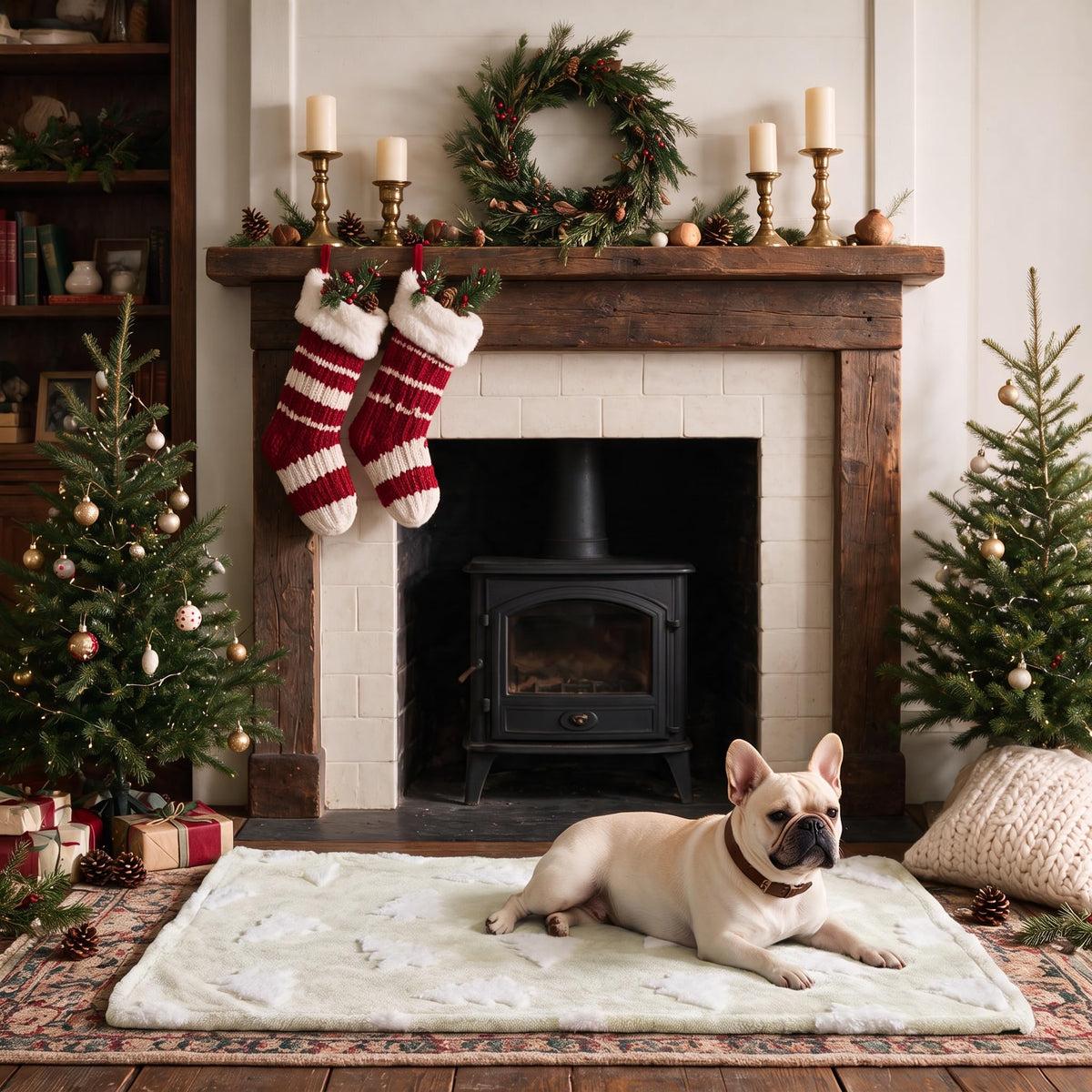 Horaldaily Red Christmas Trees Shape 3D Textured Pets Blanket 20x30