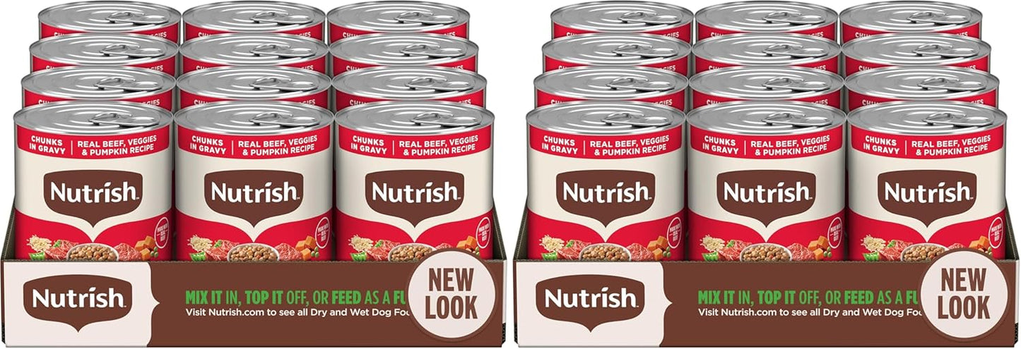 Nutrish Rachael Ray Wet Dog Food Chunks in Gravy Real Chicken & Veggies Recipe, 13 oz. Can, 12 Count