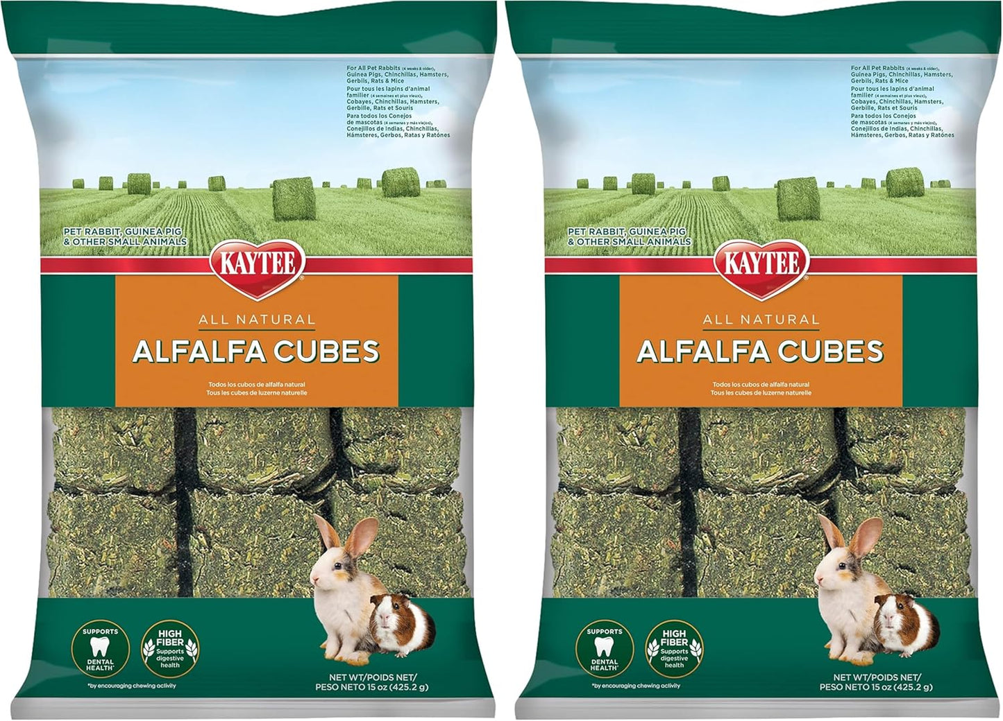 Kaytee Alfalfa Cubes for Rabbits, Guinea Pigs, and Other Small Animals, 15 oz