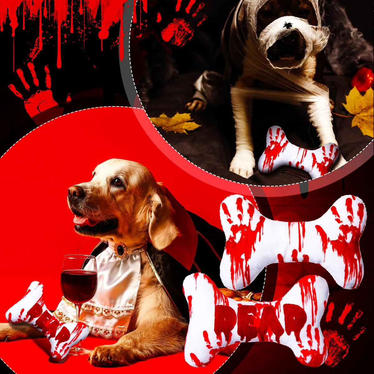 6 Pcs Fall Dog Toys Bone Shaped Thanksgiving Dog Chew Toy