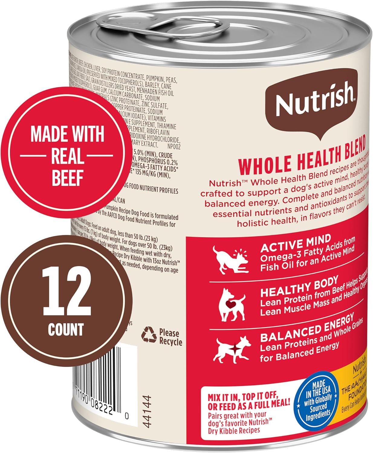 Nutrish Rachael Ray Wet Dog Food Chunks in Gravy Real Chicken & Veggies Recipe, 13 oz. Can, 12 Count