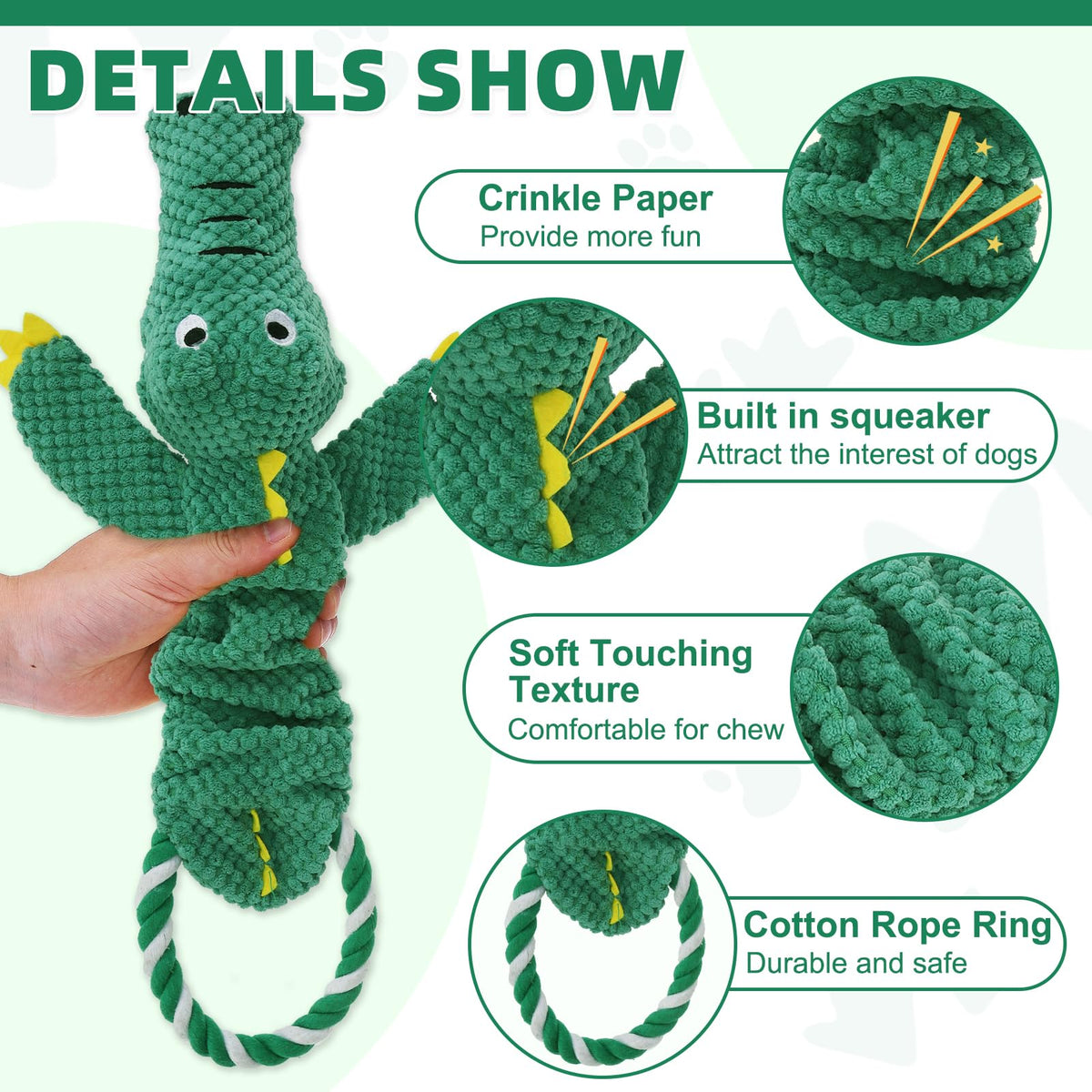 KOOLTAIL Christmas Santa Dog Toys, Tough Plush Dog Chew & Squeaky Toys with Crinkle Paper, Interactive Training & Tug of War Puppy Teething Toy for Indoor Outdoor Play for Small Medium Large Dogs