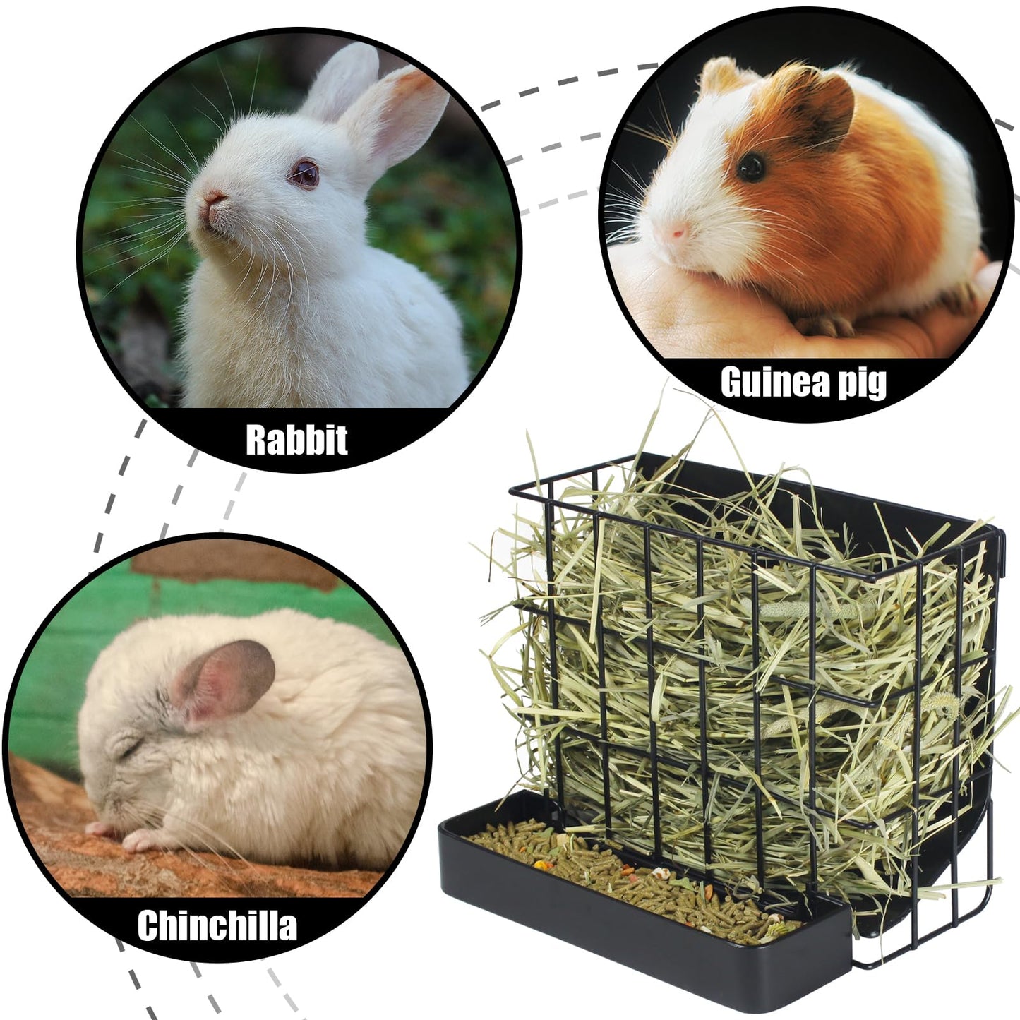 Guinea Pig Hay Feeder，Rabbit Hay Feeder with Heavy-Duty Metal Frame Hay Holder，for Bunny, Guinea Pigs,Chinchillas-6.9x4.7x6.6 inch