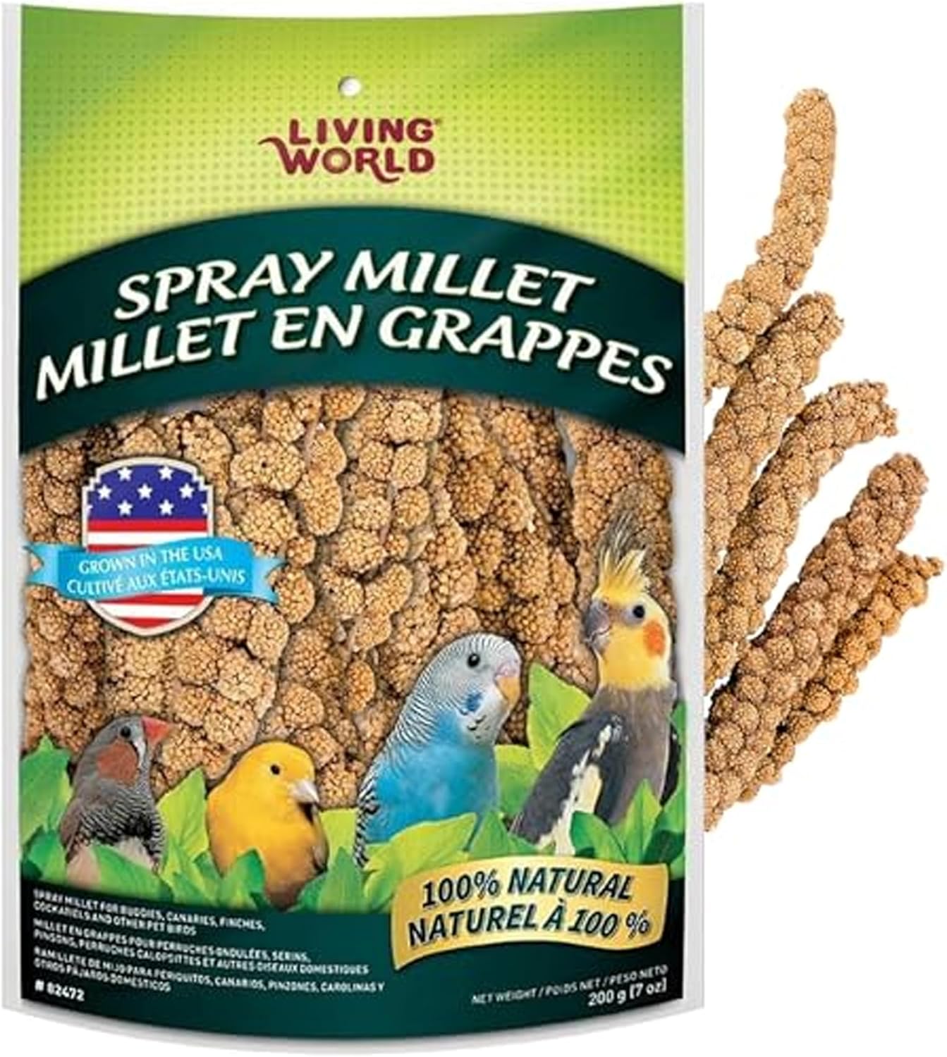 Living World - Millet Spray for Birds, 3.5 Oz – Premium Treat for Budgies, Canaries, Finches, Cockatiels and Other Pet Birds