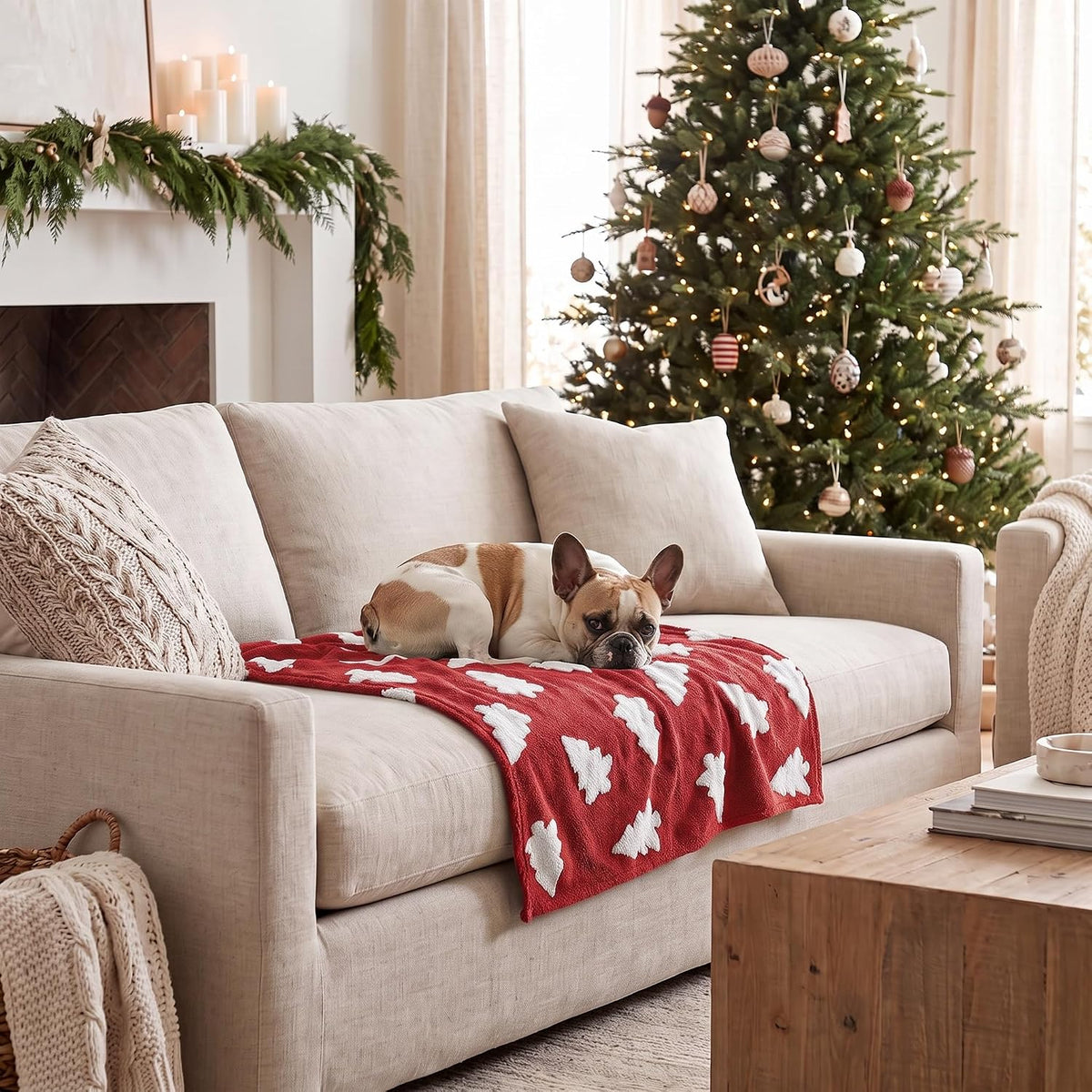 Horaldaily Red Christmas Trees Shape 3D Textured Pets Blanket 20x30