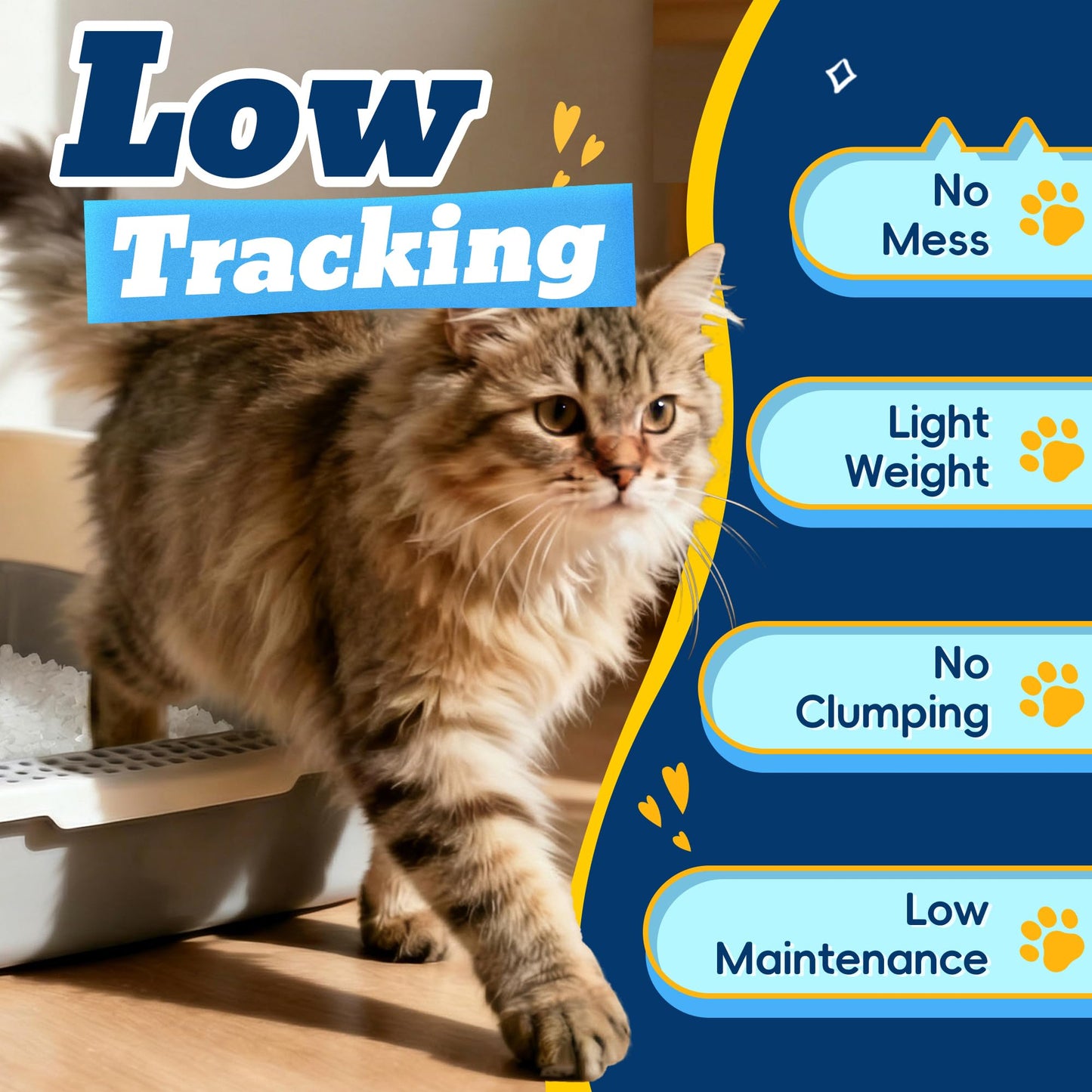LMJP Crystal Cat Litter with Powerful Odor Control, Non-Clumping, Lasts Up to 2 Months, 8.6lb, Rapid Water Absorption, Unscented & Low Tracking Lightweight Blue & White Silica, 2 Pack of 4.3lb