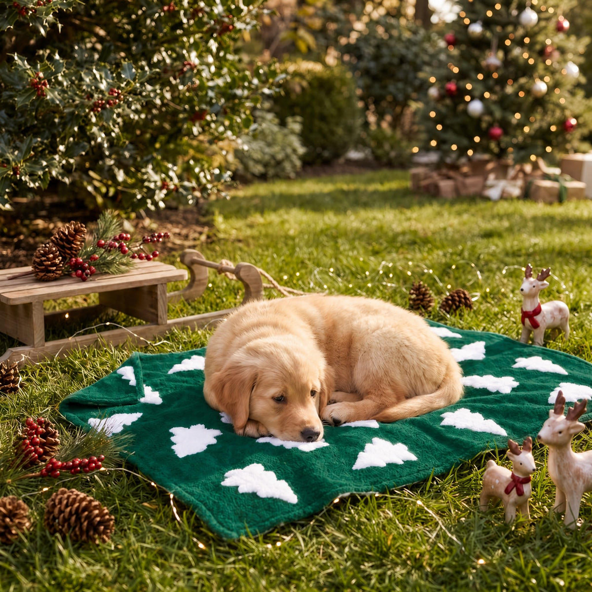 Horaldaily Red Christmas Trees Shape 3D Textured Pets Blanket 20x30