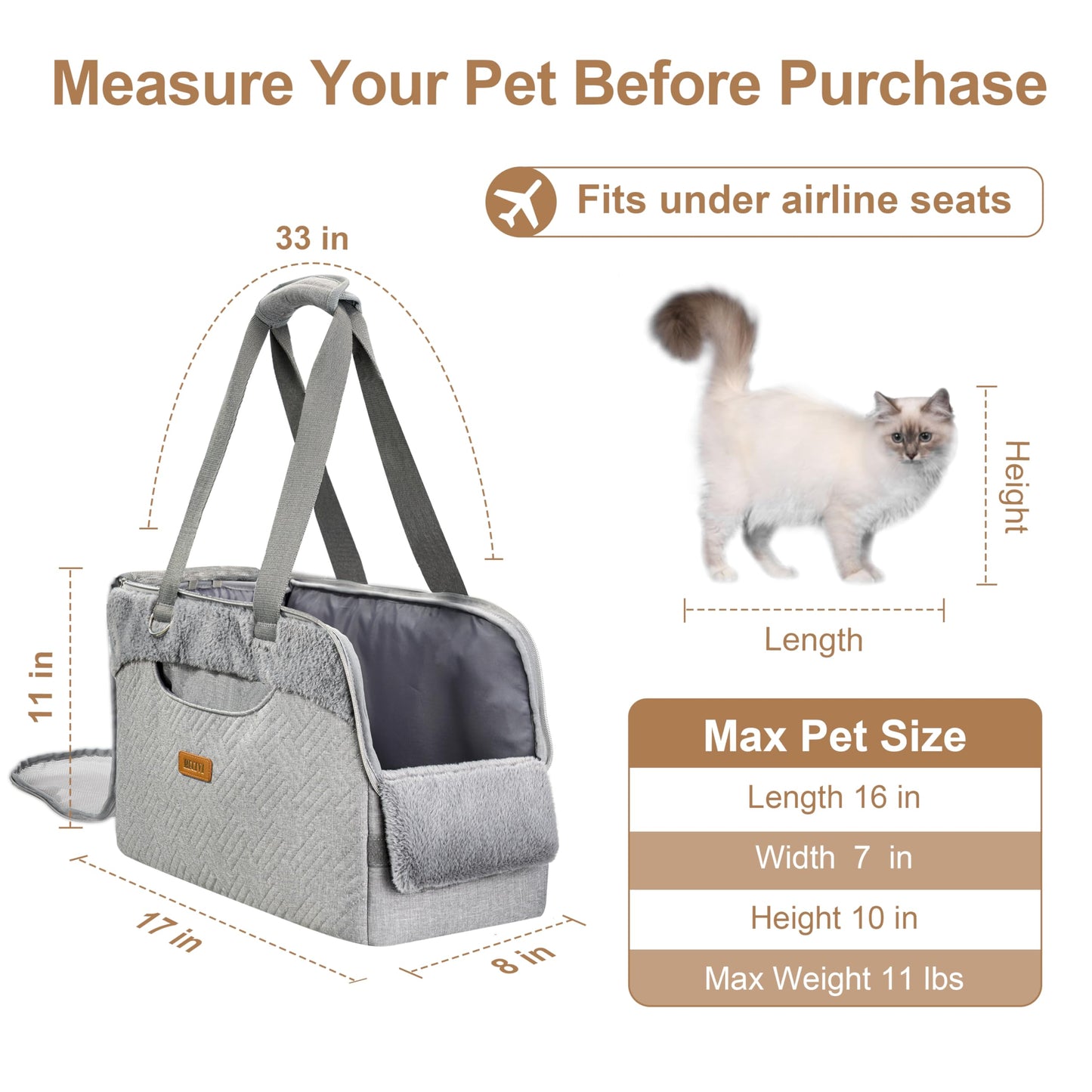 Dog Purse Carrier for Small Dogs Cats Rabbits Up to 12lbs, Lightweight Pet Sling Carriers with Crossbody Strap, Portable Puppy Soft Sided Tote Bag Carrier for Vet,Hiking,Travel Black