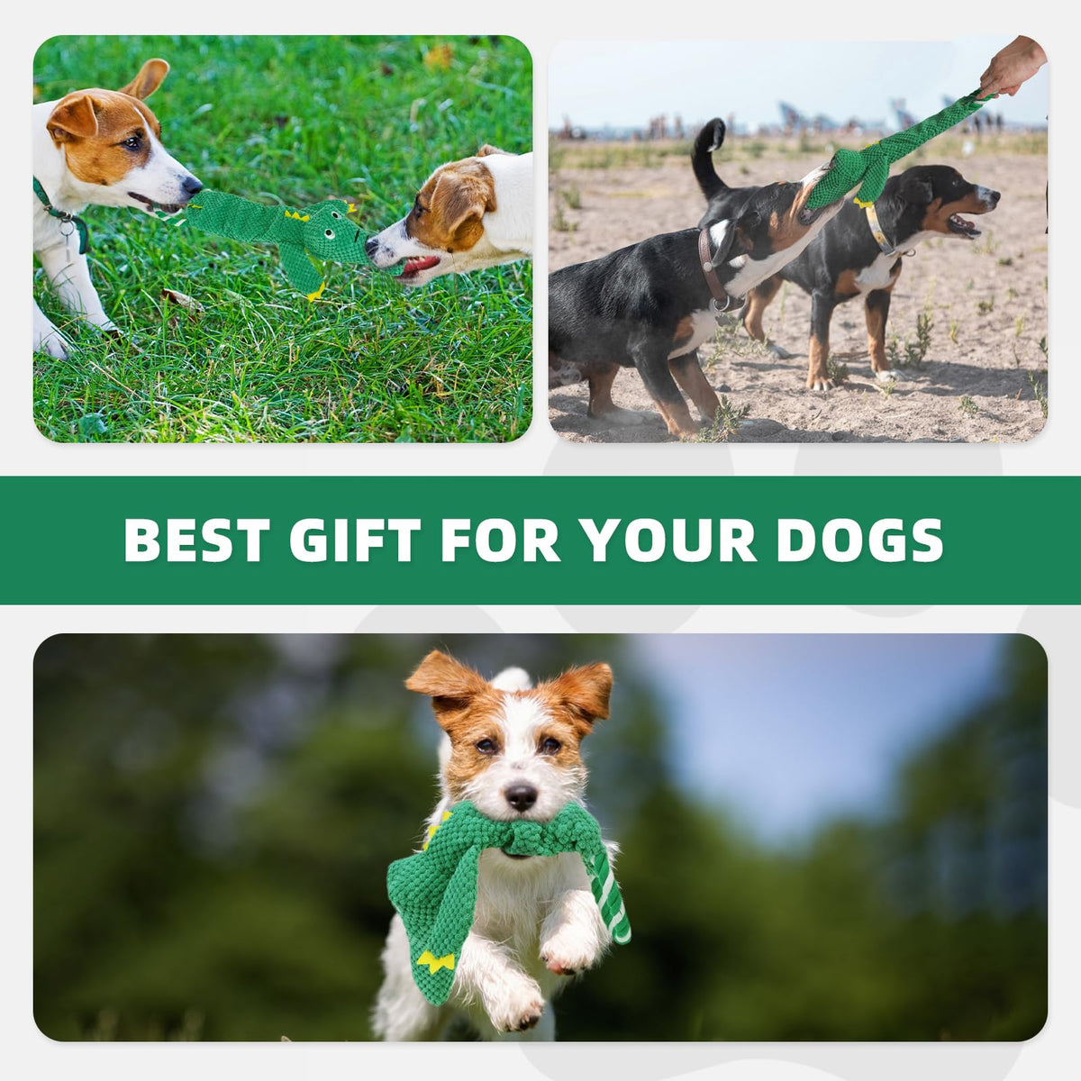 KOOLTAIL Christmas Santa Dog Toys, Tough Plush Dog Chew & Squeaky Toys with Crinkle Paper, Interactive Training & Tug of War Puppy Teething Toy for Indoor Outdoor Play for Small Medium Large Dogs
