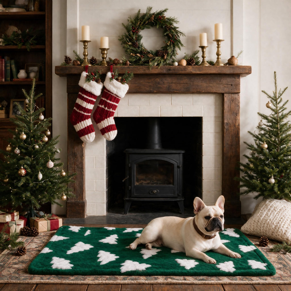 Horaldaily Red Christmas Trees Shape 3D Textured Pets Blanket 20x30