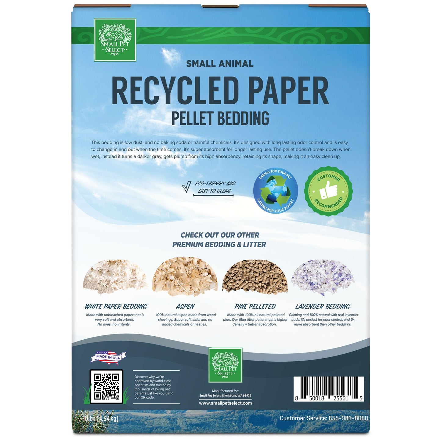 Small Pet Select Recycled Paper Pellet Bedding, Litter for Rabbit, Guinea Pig, Hamster, Bunny and Other Small Animals, 10lb