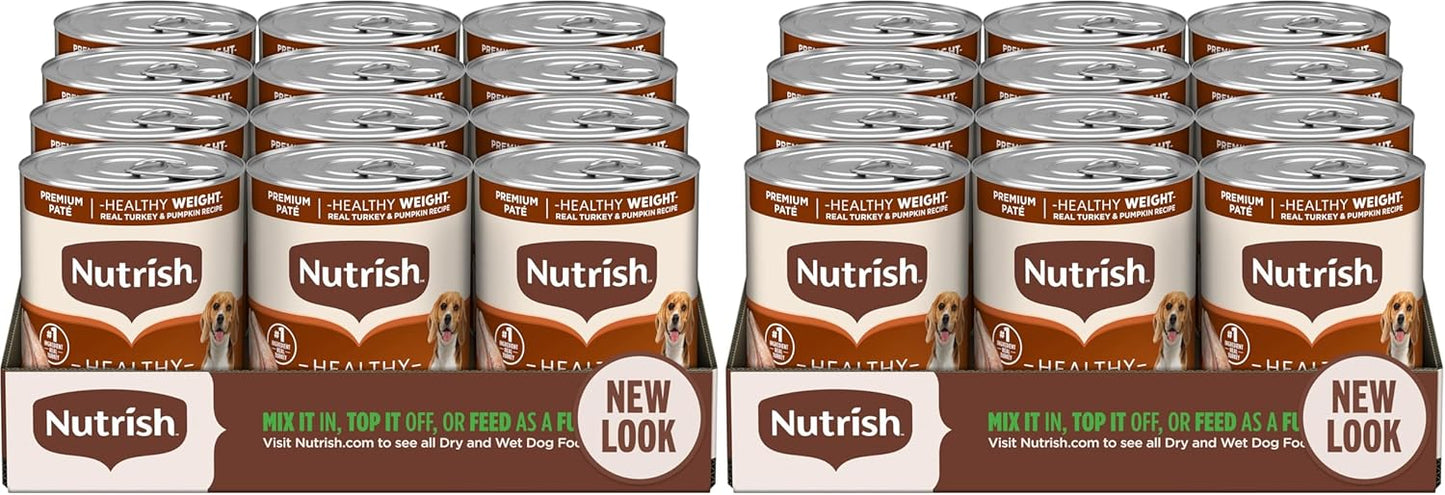 Nutrish Real Beef & Pumpkin Recipe Whole Health Blend Premium Paté Wet Dog Food, 13 oz. Can, 12 Count, Packaging May Vary (Rachael Ray)