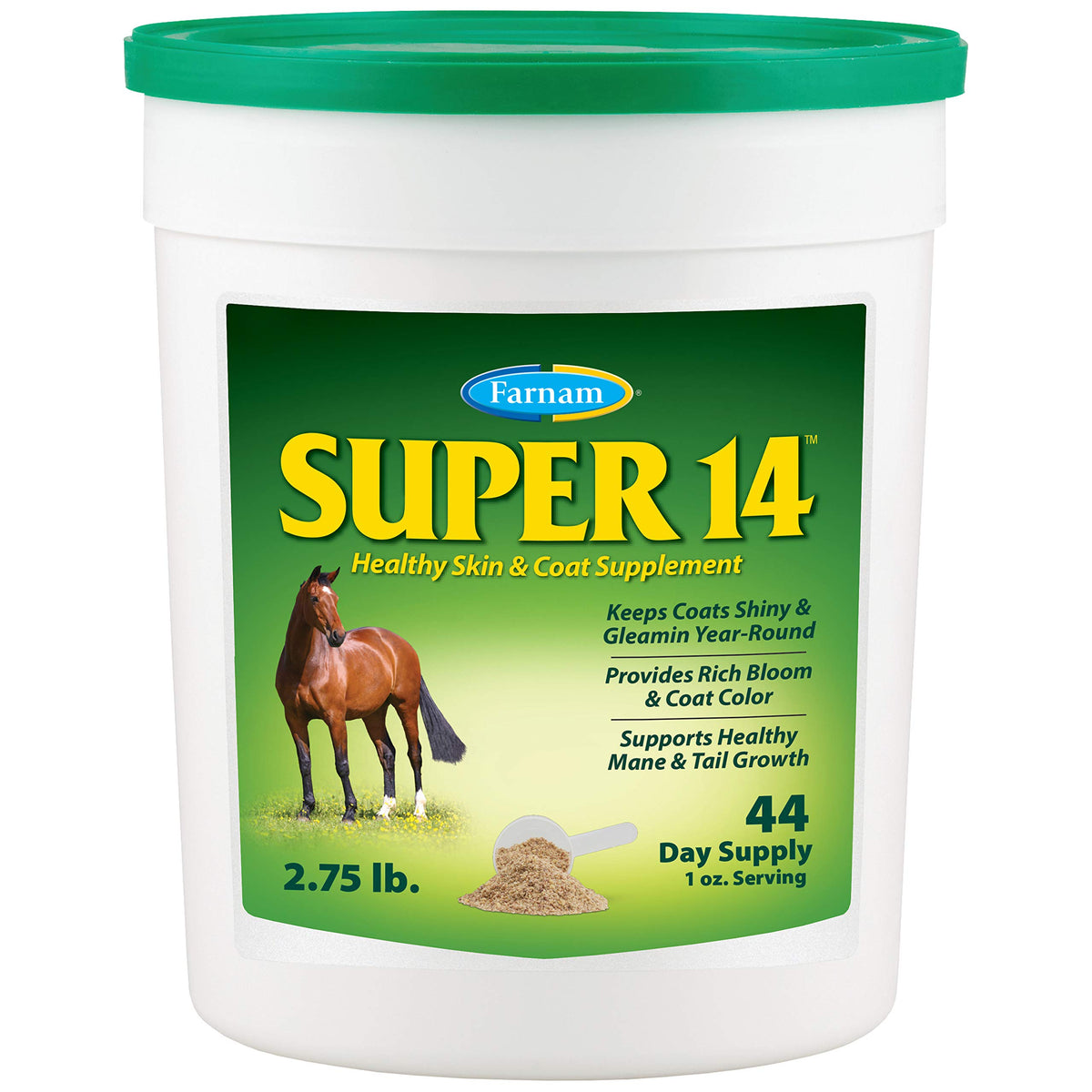 Farnam Super 14 Healthy Skin & Coat Supplement for Horses, Keeps Coats Shiny & Gleaming Year-Round 5 Pound, 80 Day Supply